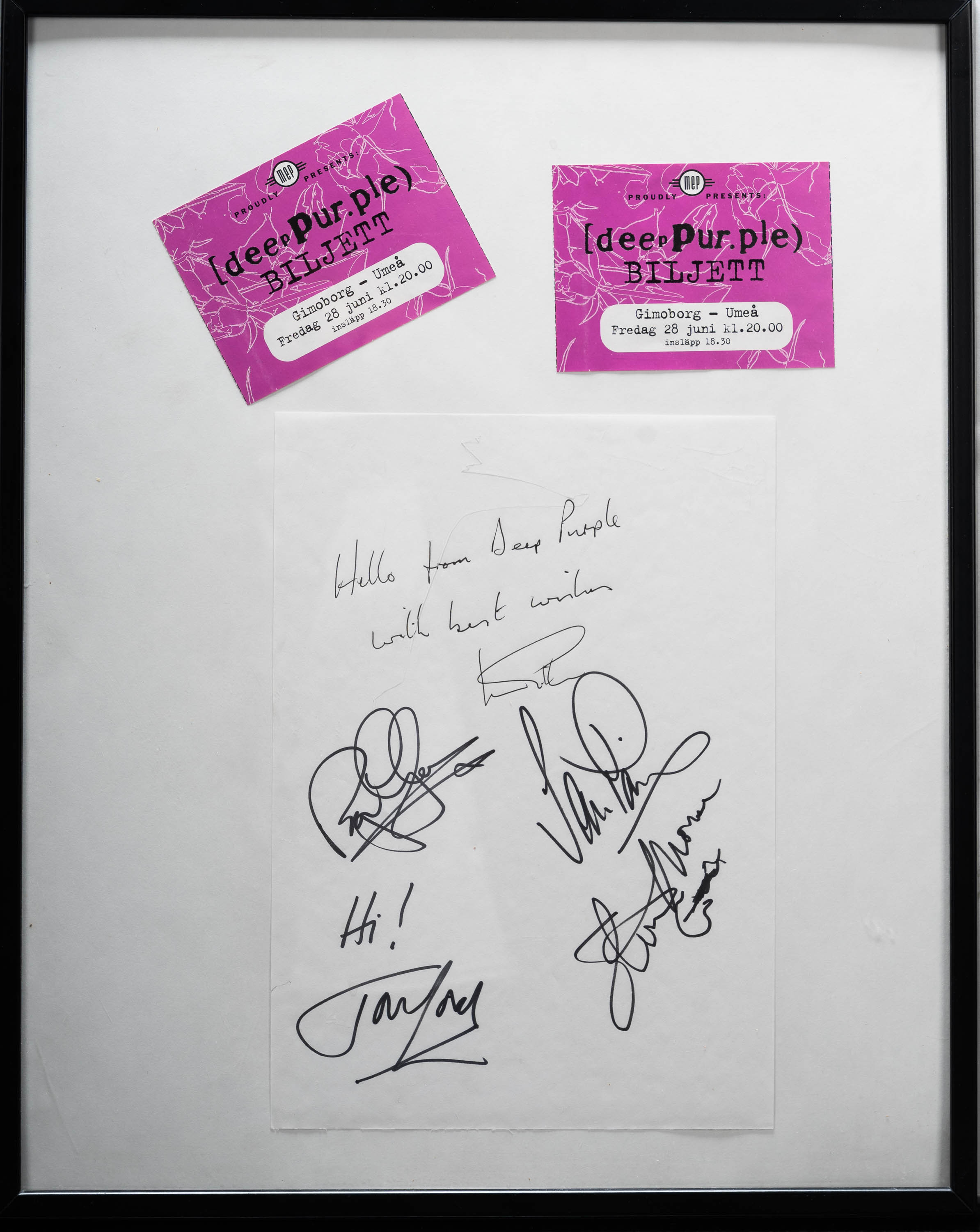 AUTOGRAFER, Deep Purple, Umeå 1995.