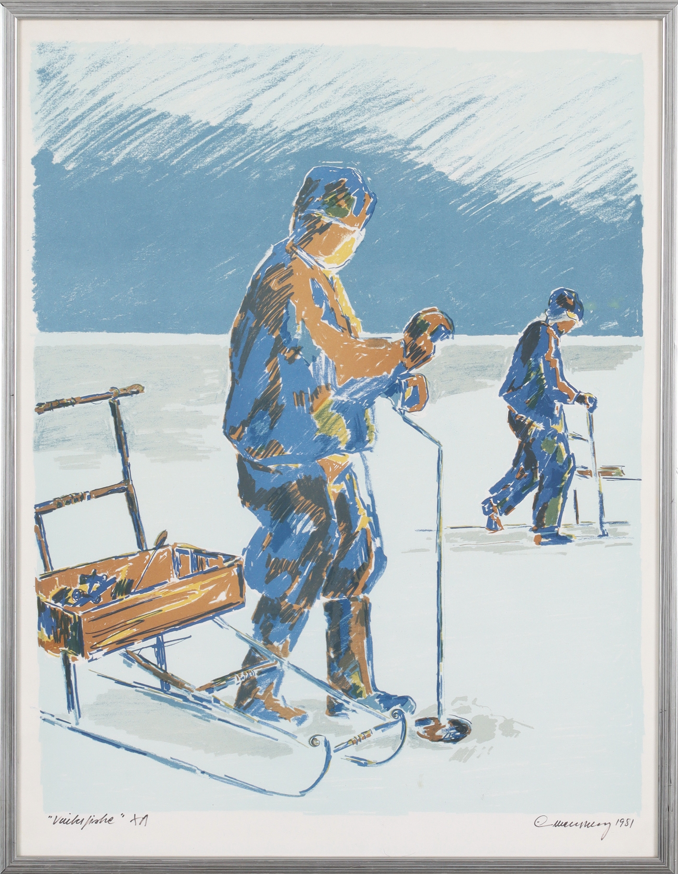 EINAR WENNBERG. Pimpelfiske, litografi, signerad och numrerad.