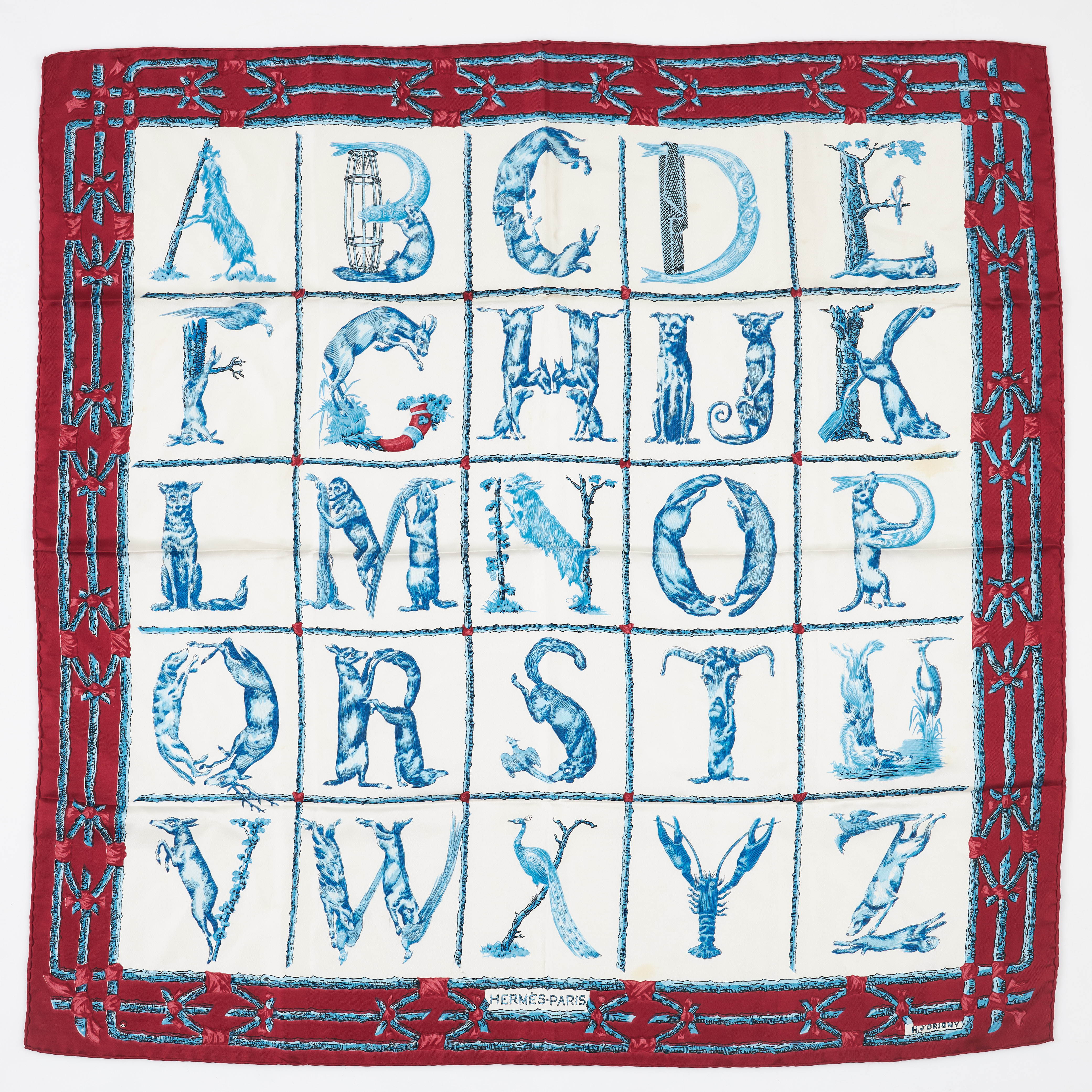 HERMES. Scarf, "Abécédaire", siden.