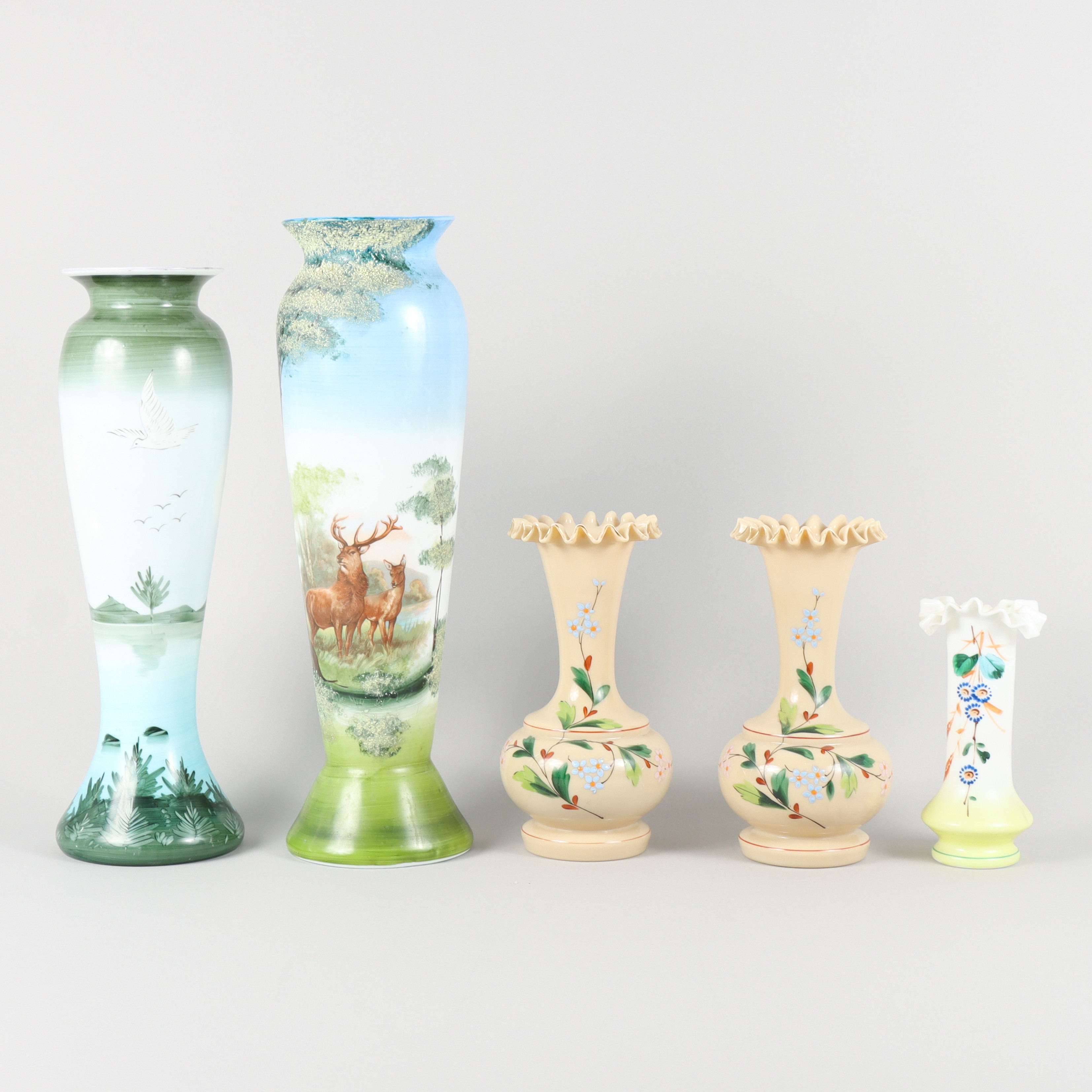 VASER 5 stycken, flussglas, blåsta.