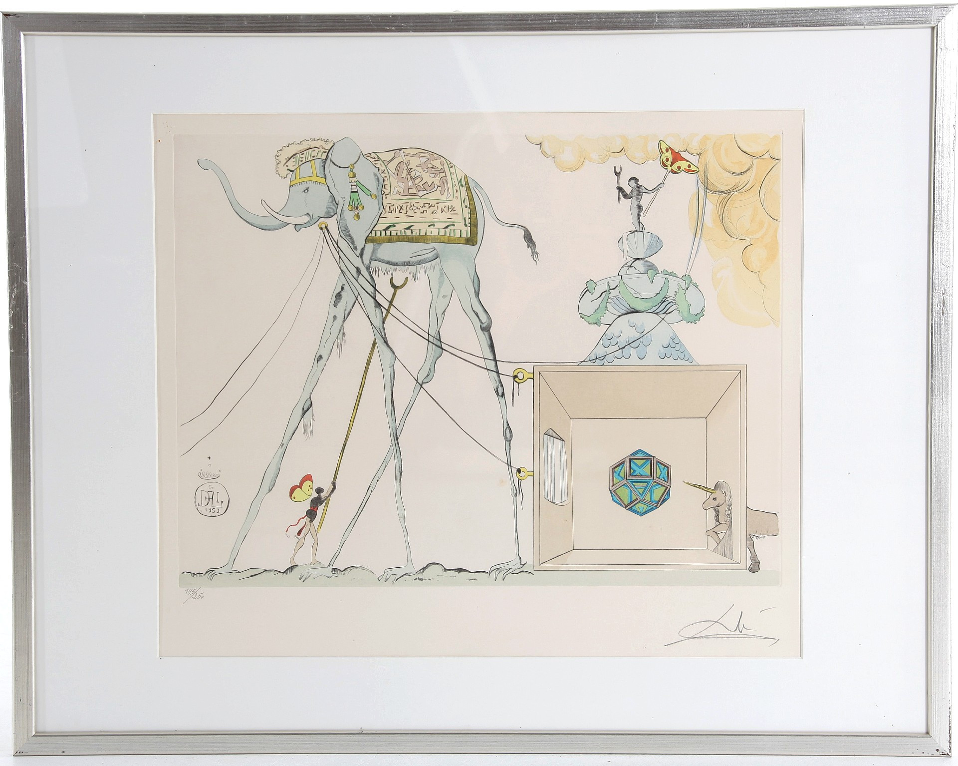 SALVADOR DALÍ. 1904-1989. Handkolorerad akvatintetsning, "Ballet des Vendangeurs", signerad.