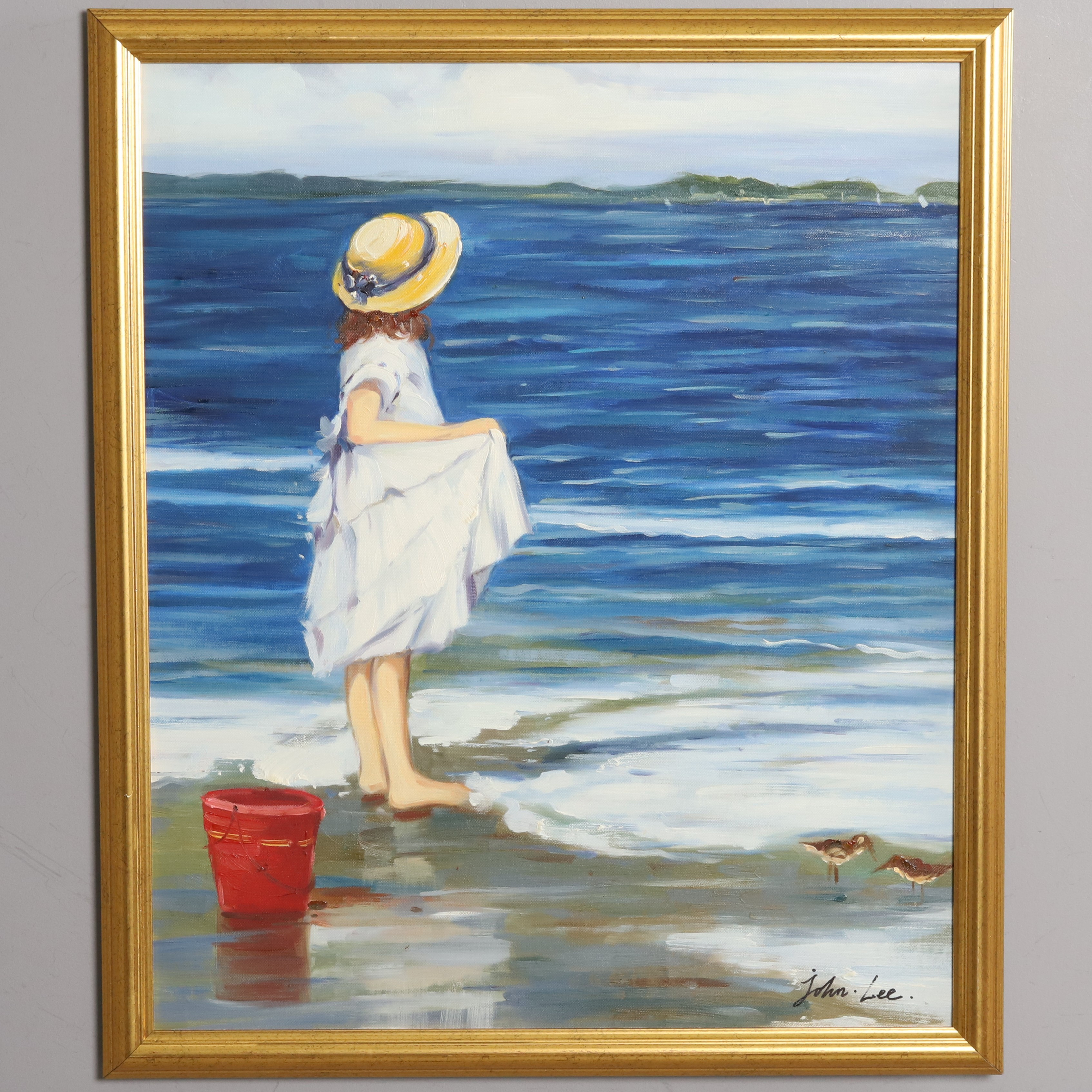 OIDENTIFIERAD KONSTNÄR. OLJA PÅ DUK, strandmotiv, signerade.