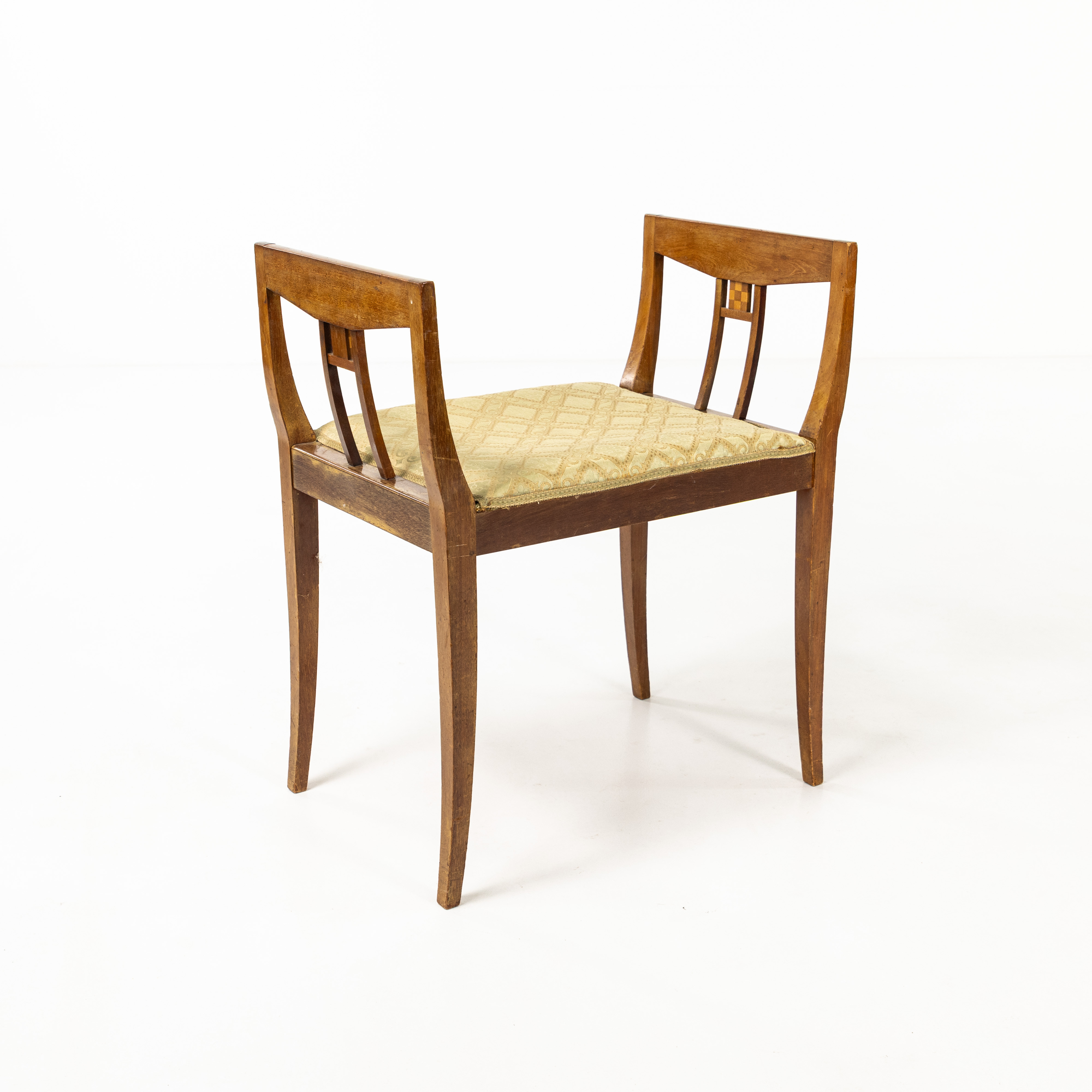 TABURETT. Jugend, mahogny/textil, tidigt 1900-tal.