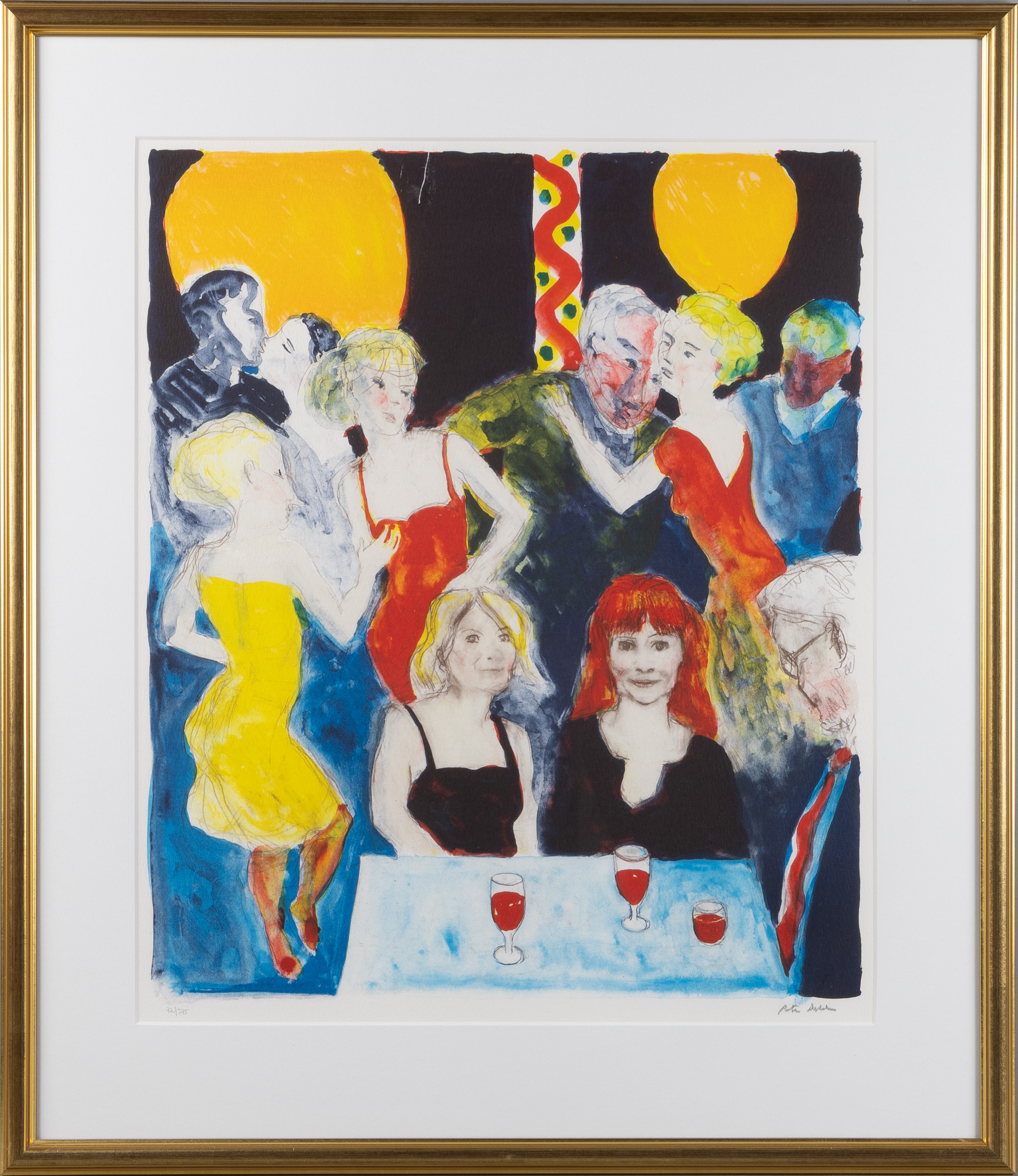 PETER DAHL. "Danspaus", färglitografi.