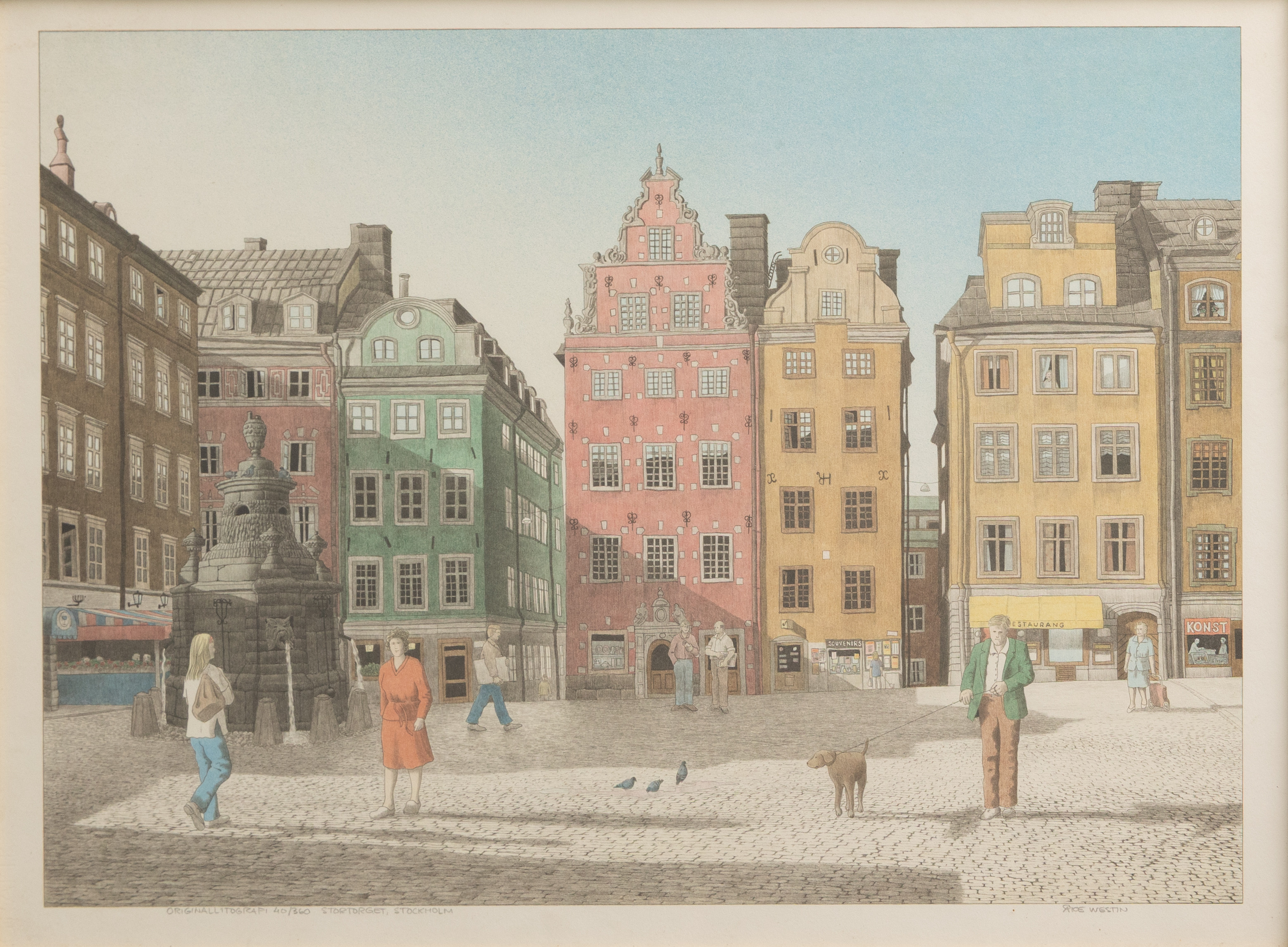 ÅKE WESTIN (1939-2026). Stortorget, Stockholm, litografi nr 40/360, signerad.