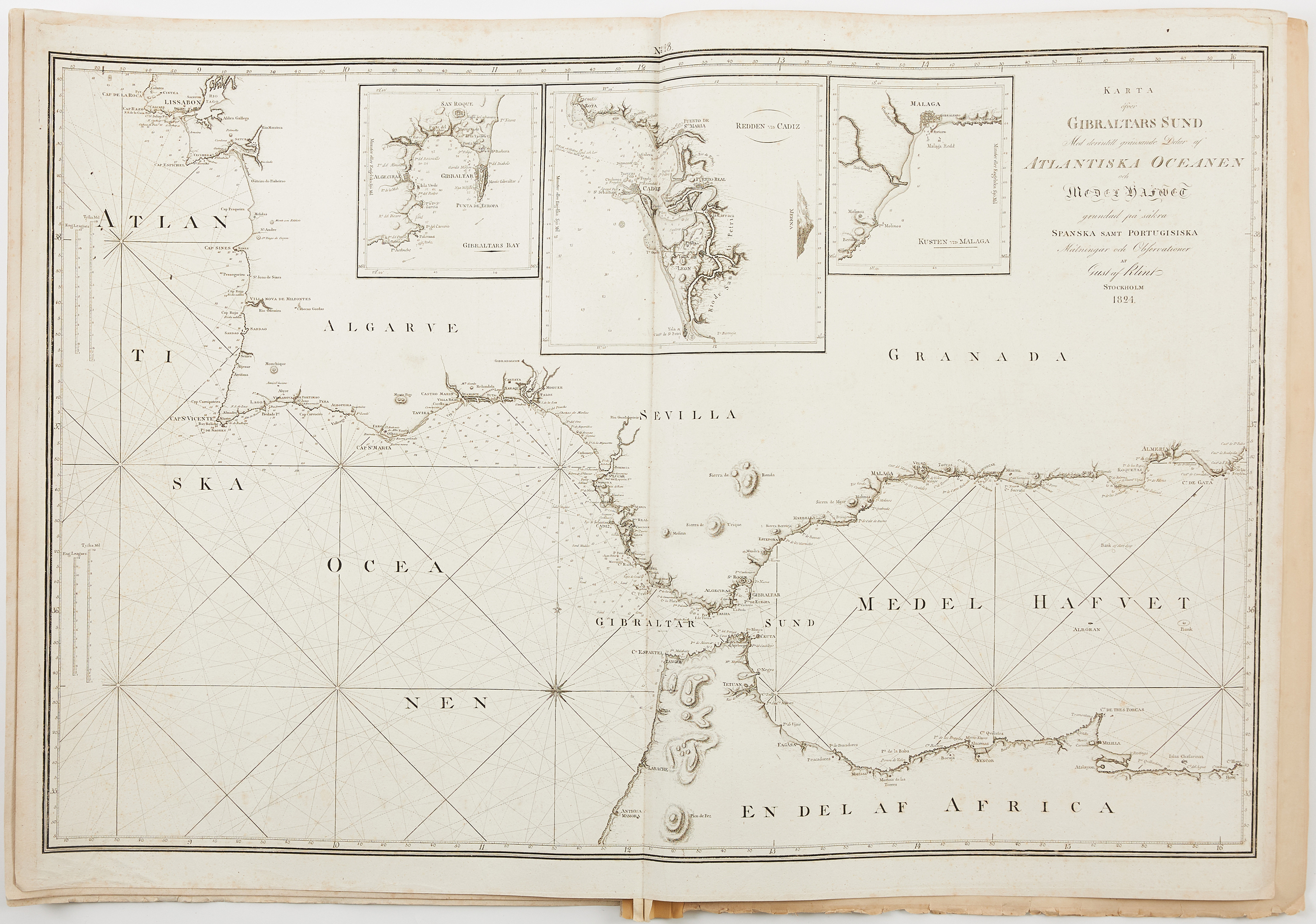 GUSTAF AF KLINT, 6 SEA CHARTS OF THE ENGLISH CHANNEL and THE MEDITERRANEAN.