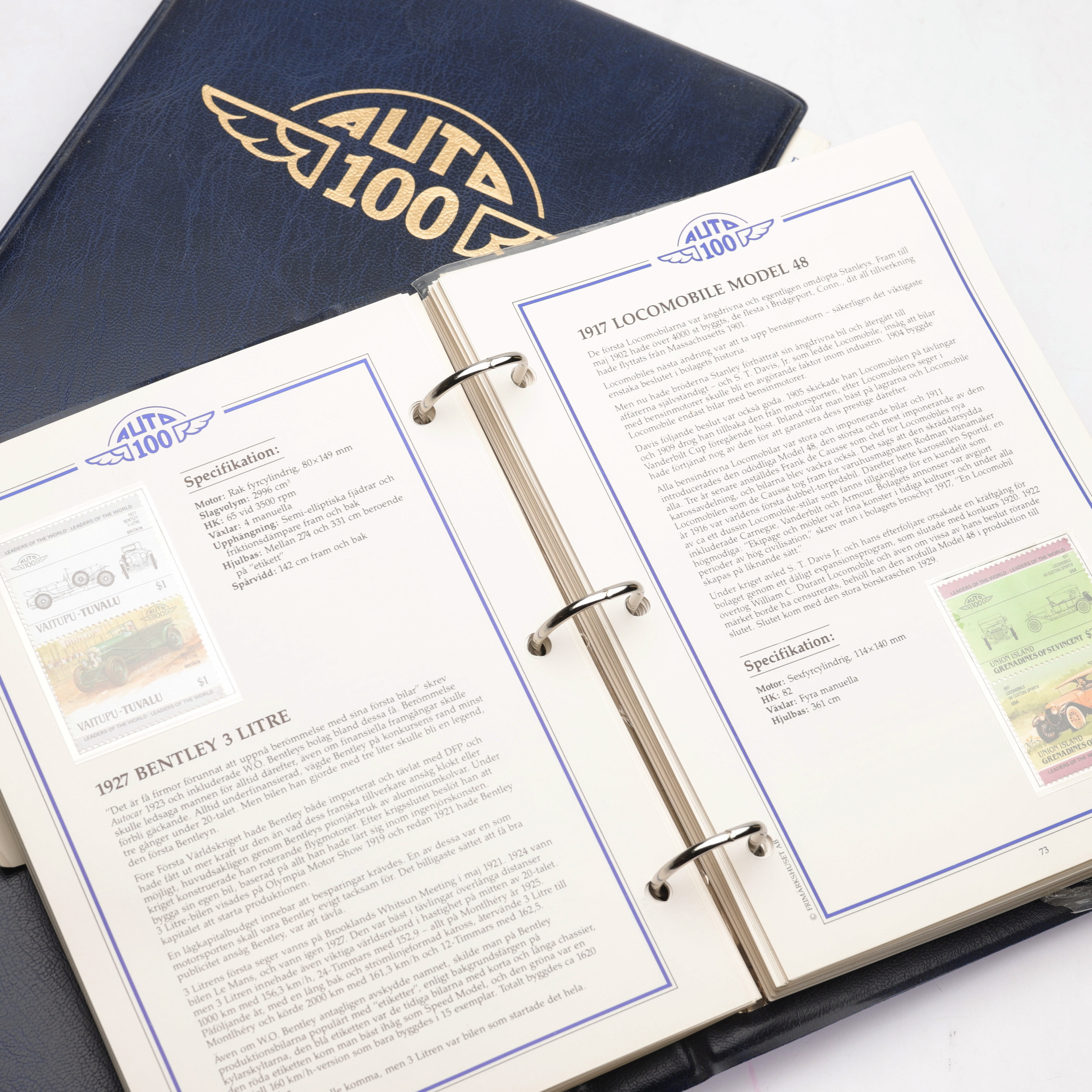 FRIMÄRKSALBUM, 2 st, "Världens Största Bilkollektion", Auto 100.