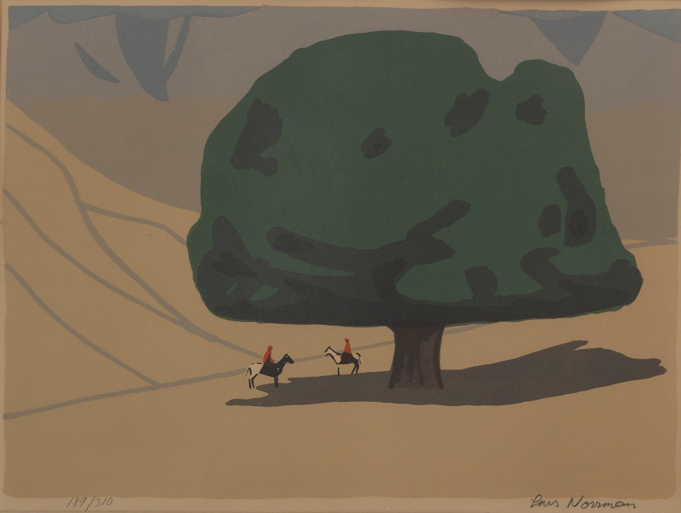 LARS NORRMAN. Under trädet, litografi nr 189/310, signerad.