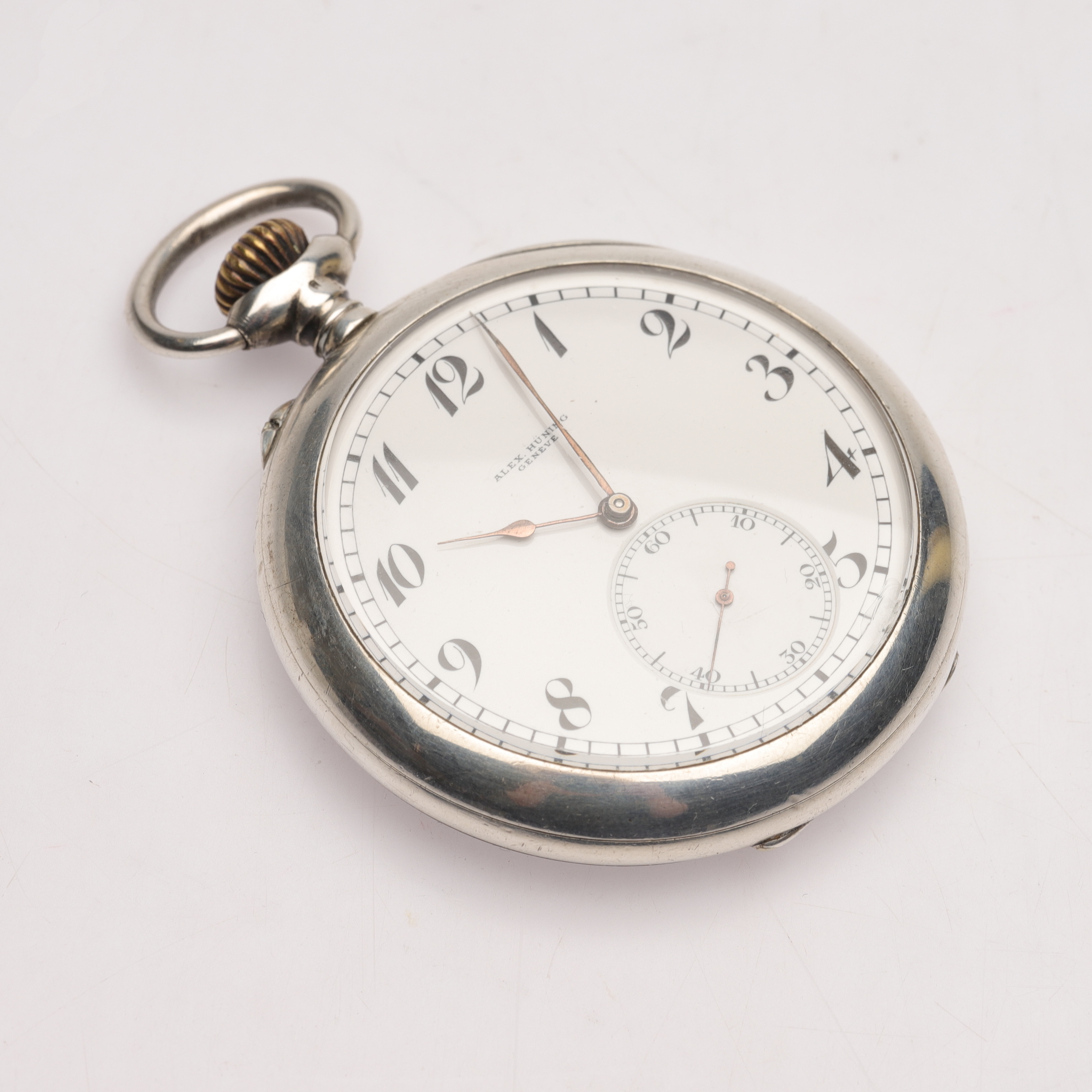 ALEX HÜNING. fickur, silver, Géneve, 1900-talets första hälft.