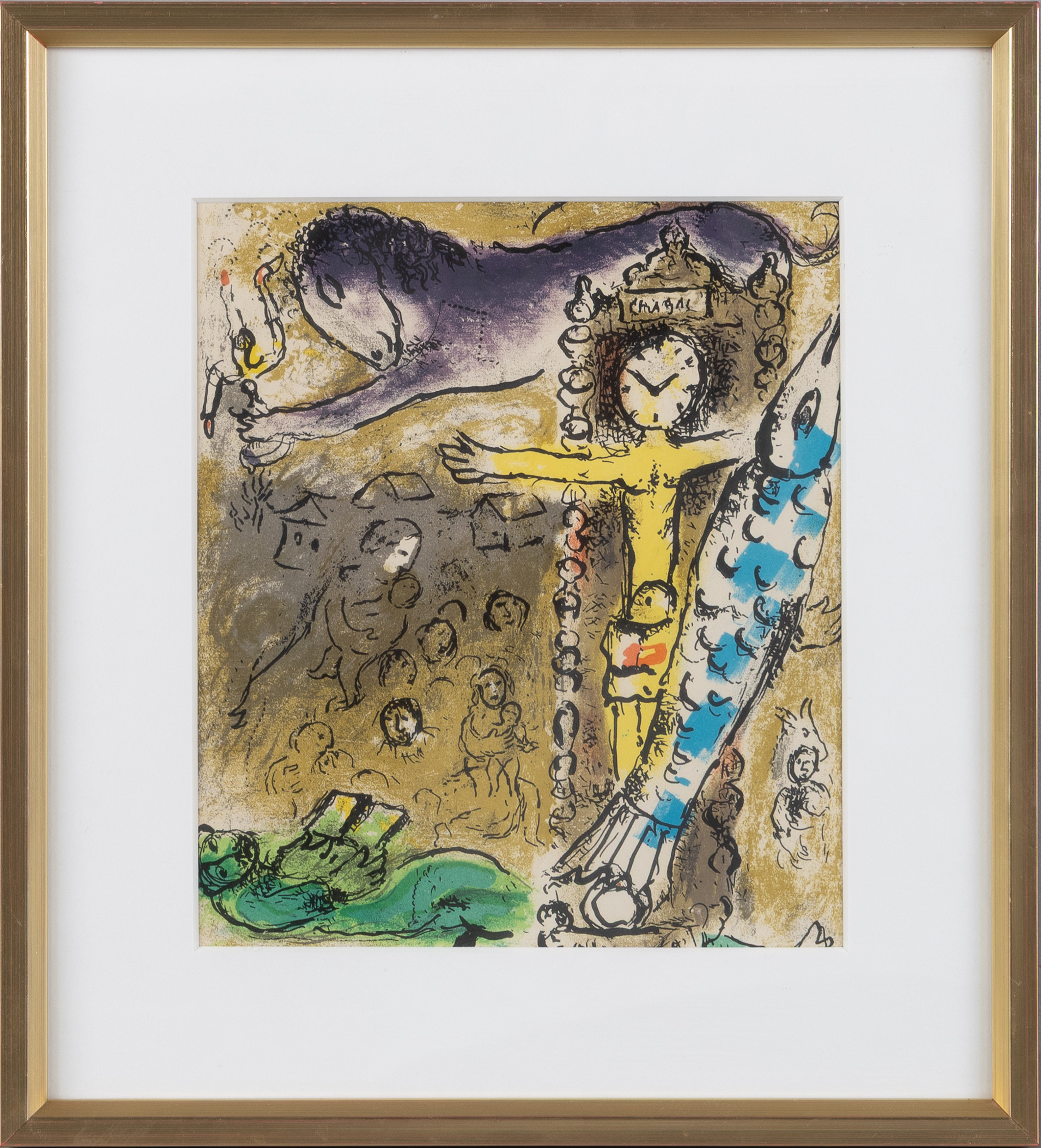 MARC CHAGALL. "Kristus på korset", litografi, 1957, ur boken av Jacques Lassaigne, Mourlot 196.