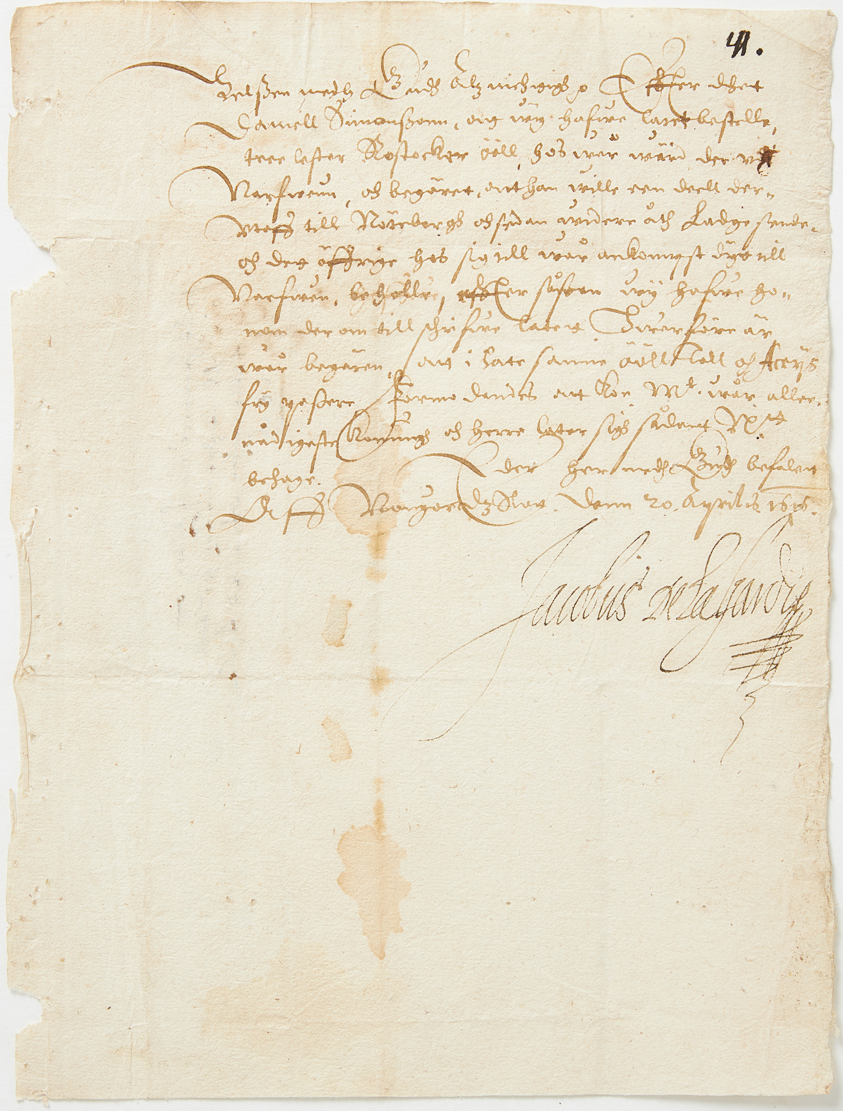 HANDLING UNDERTECKNAD AV JAKOB DE LA GARDIE 1616.