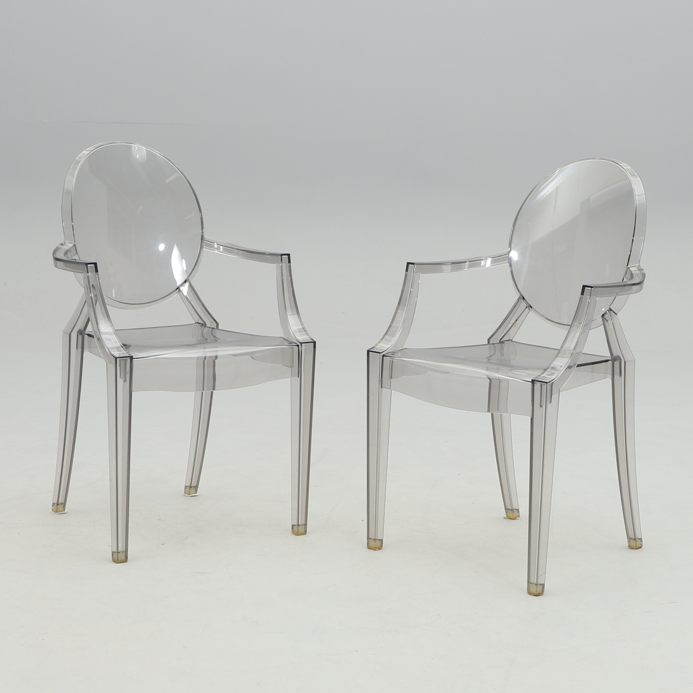 PHILIPPE STARCK. Karmstolar, ett par, "Louis Ghost", Kartell.