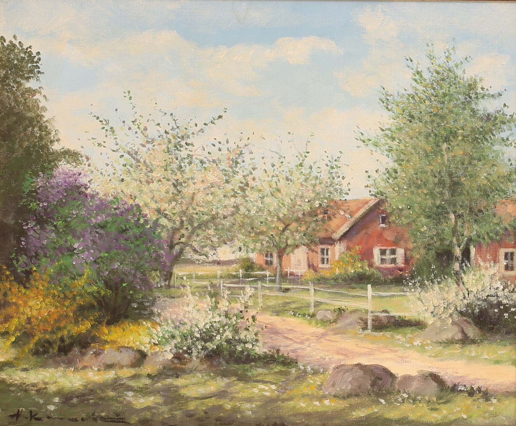 OIDENTIFIERAD KONSTNÄR, olja på duk, Sommarlandskap, signerad.