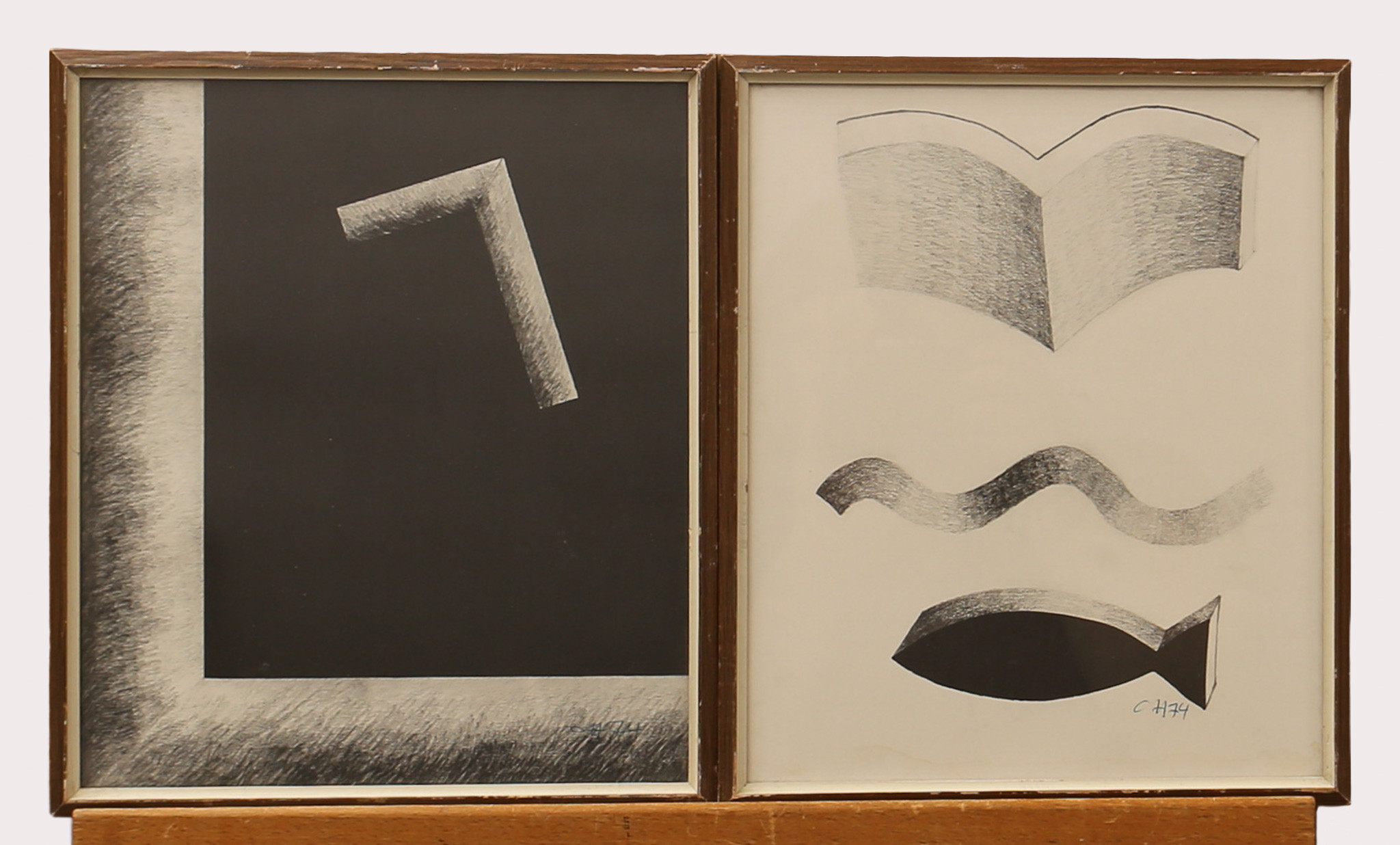 CURT HILLFON. Offsettryck, kompositioner, 2 stycken, handsignerade, daterade 1974.