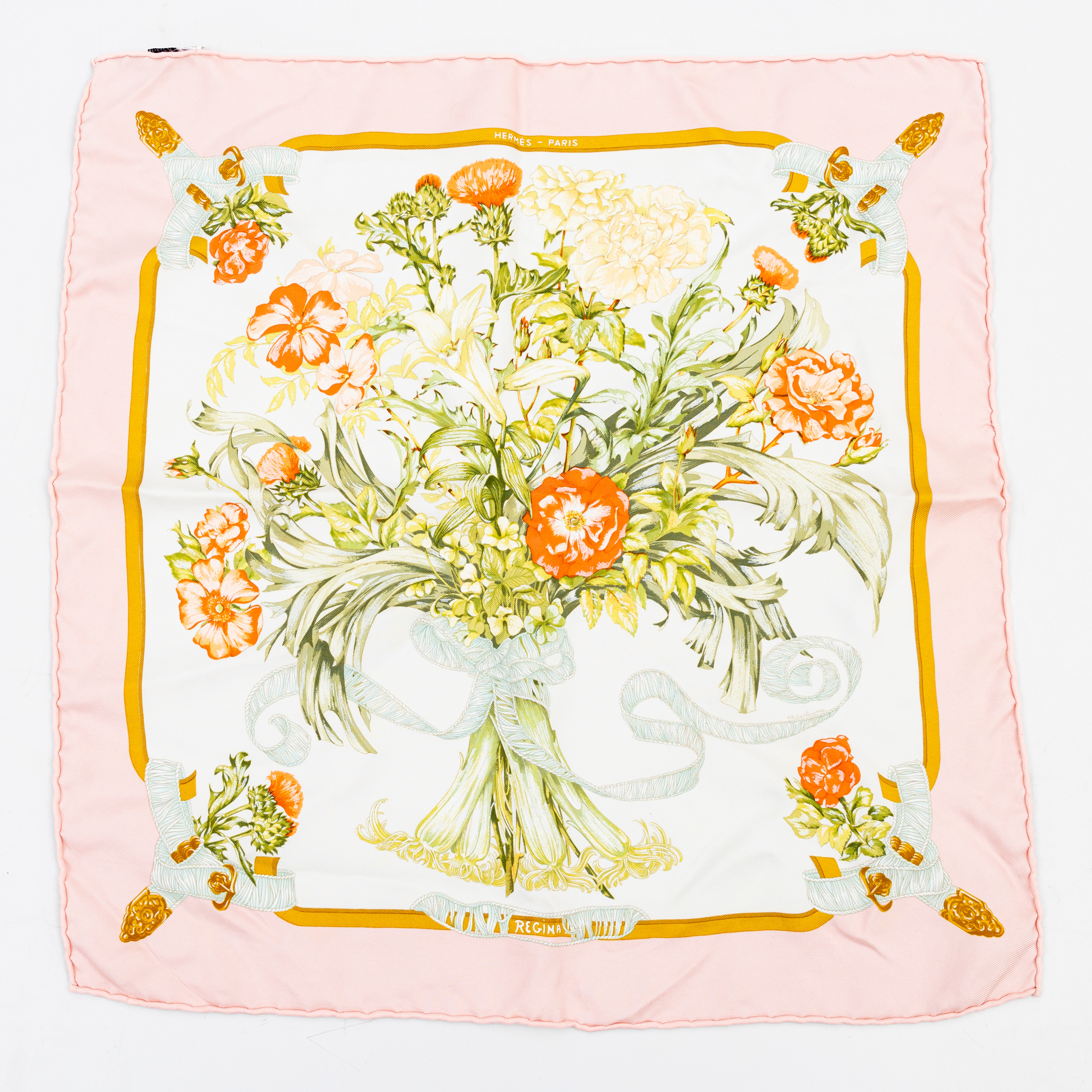 HERMÈS. Scarf/ pocket square, "Regina".