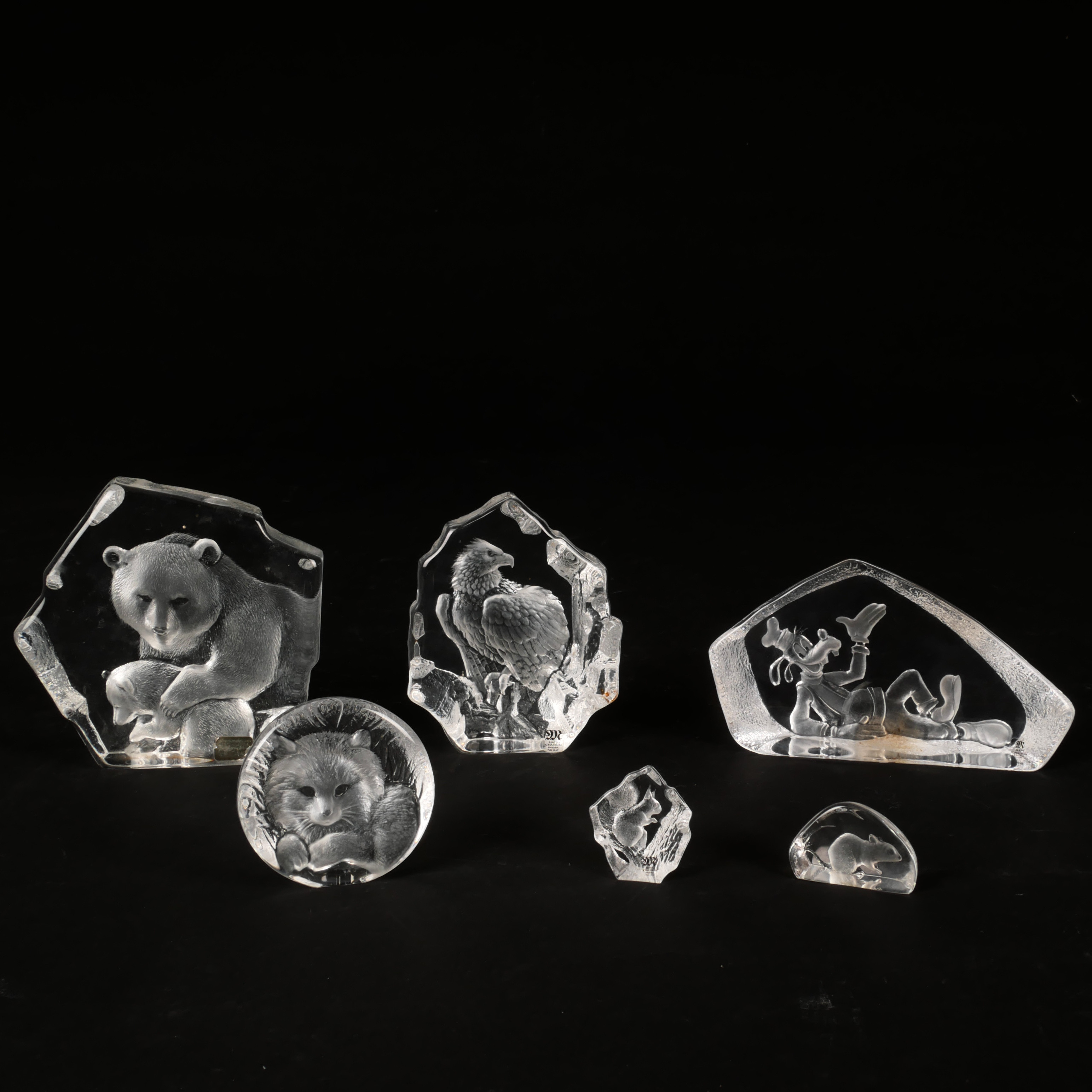 MATS JONASSON. Glasblock, 6 st, Målerås, signerade.