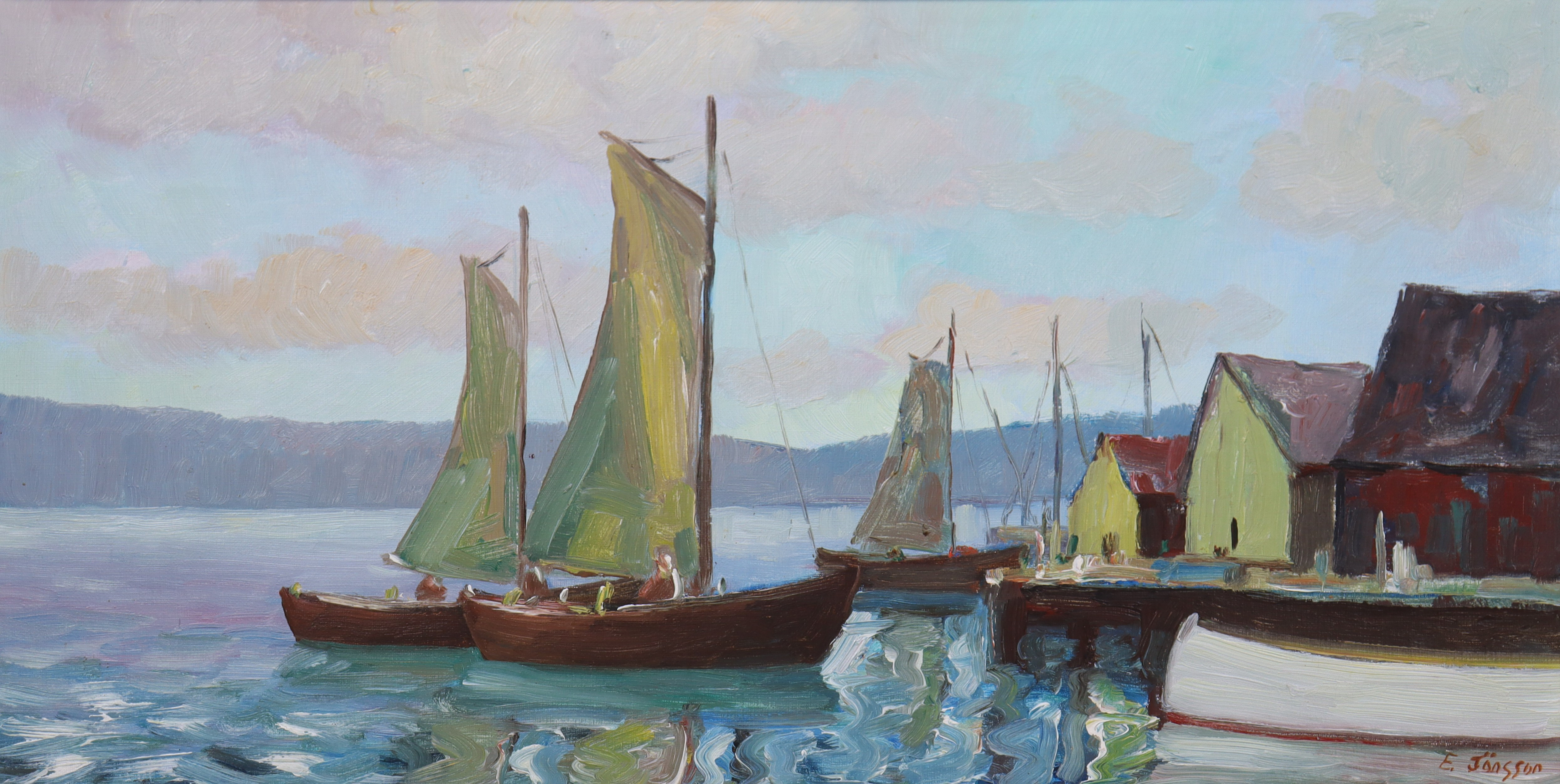ERIK JÖNSSON. olja på duk, fiskehamn.