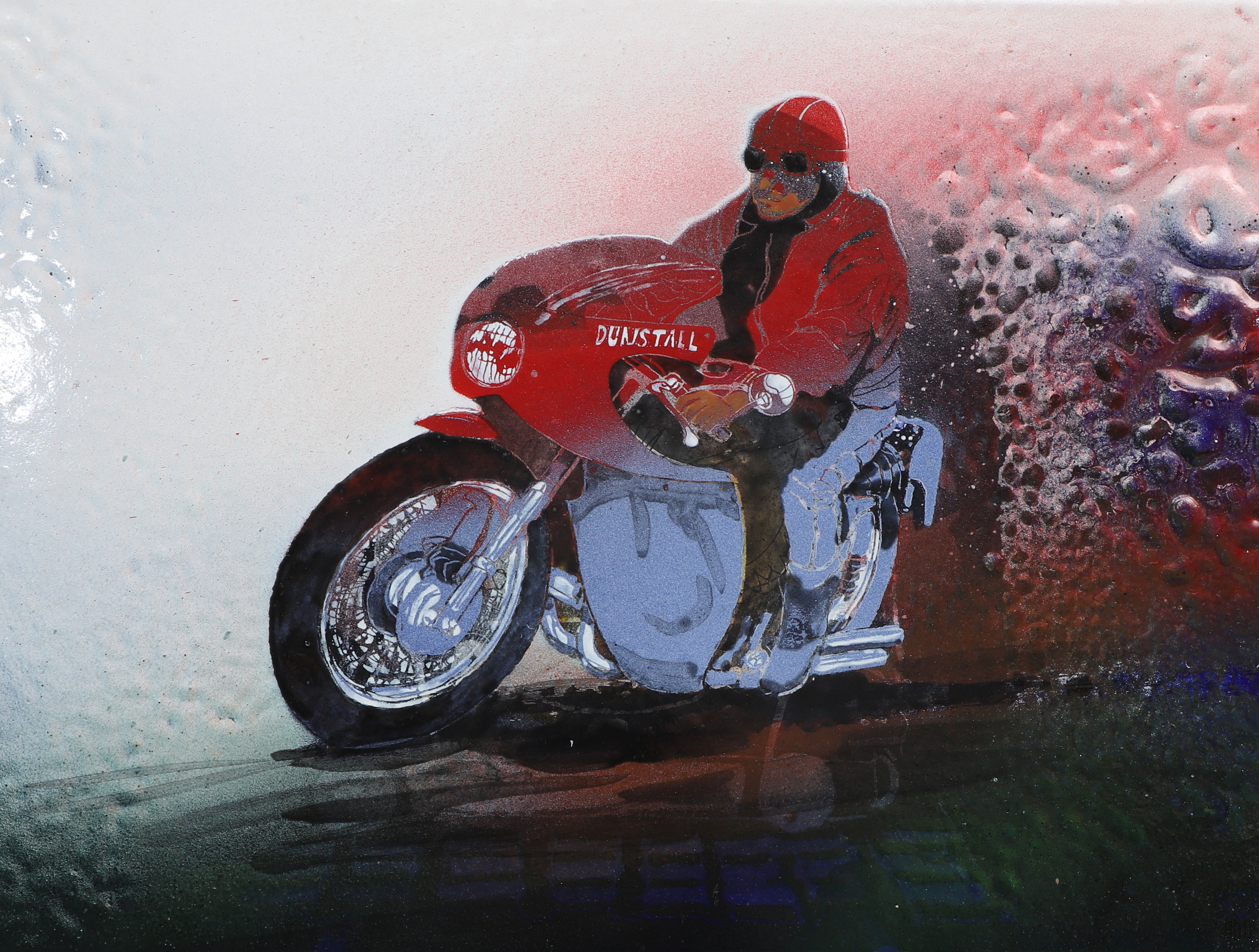 BOB MATSON. Emalj på plåt, "Racing", a´tergo.