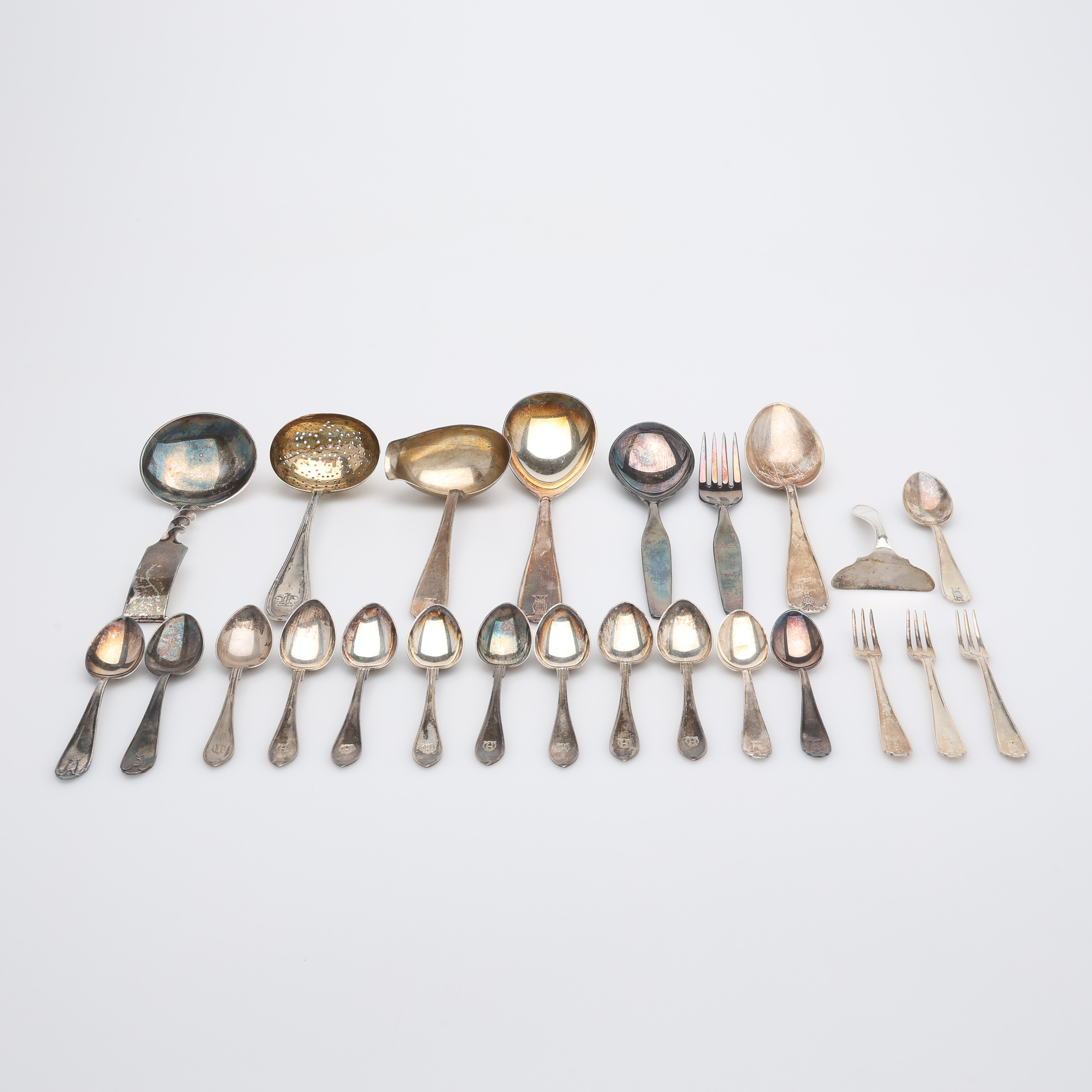 BESTICK AV SILVER, mm. Sverige och Norge, 24 st, 638 g.