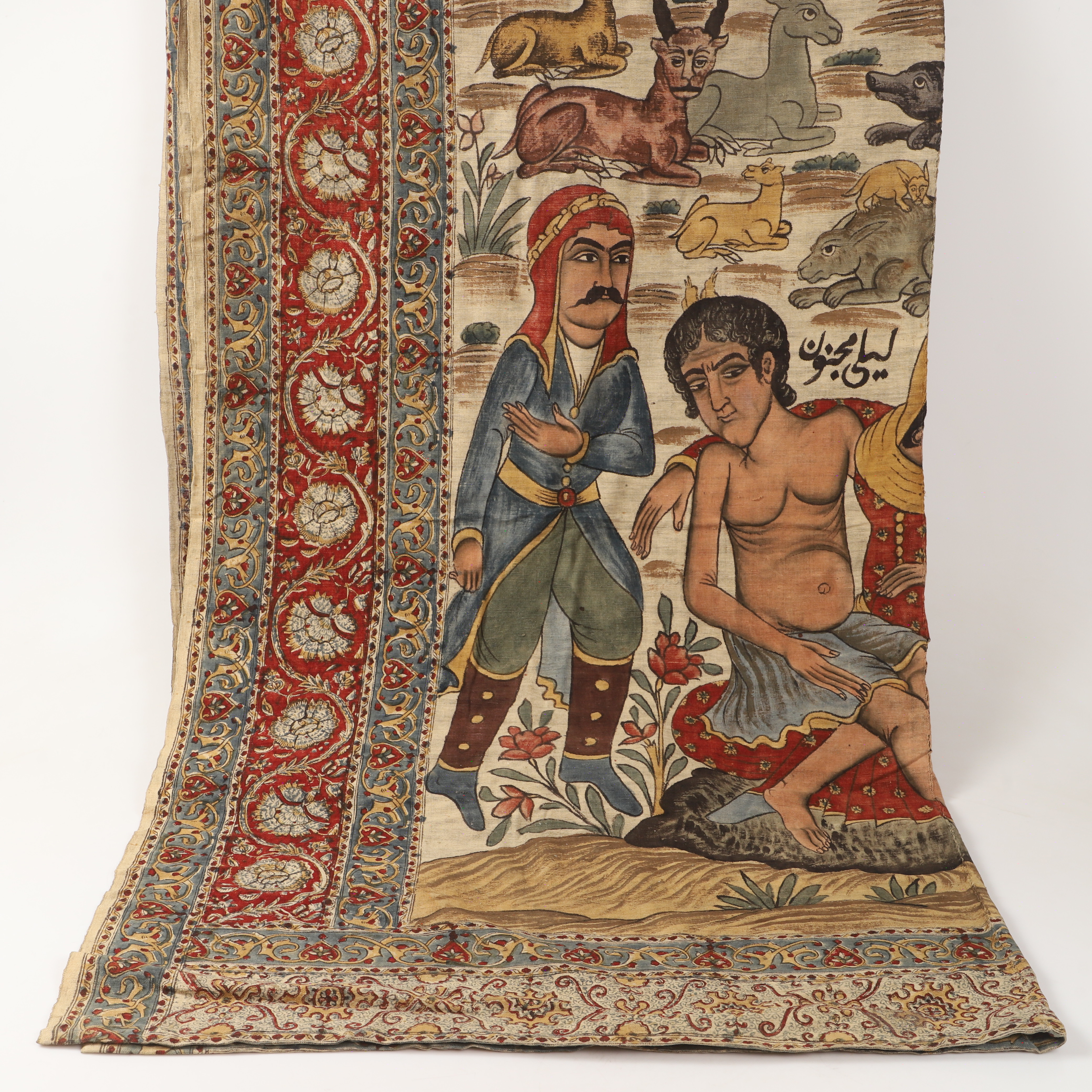 DRAPERI, Layla och Majnun, vävd linne, Arabien, 1900-tal.