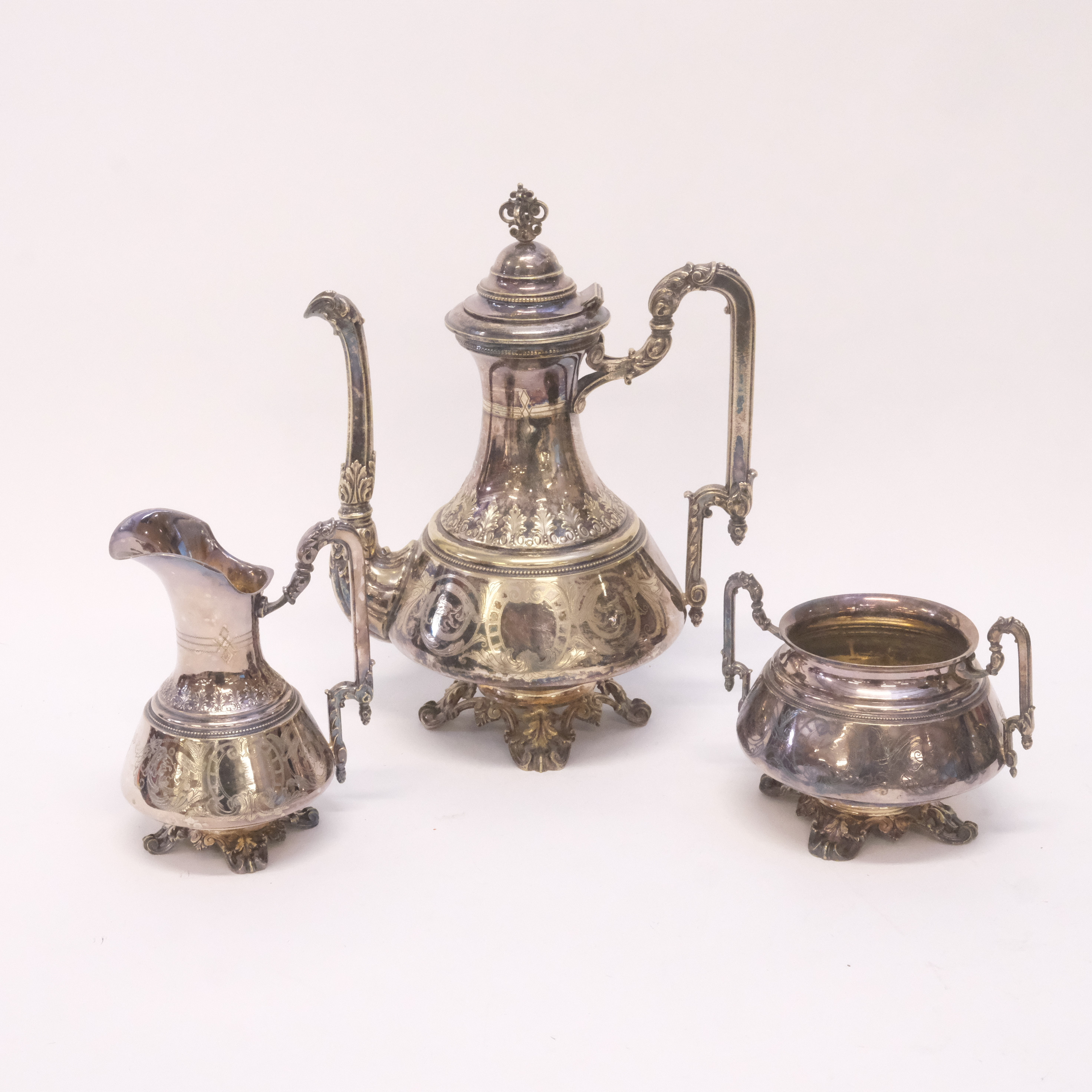 GAB, TREDELAT KAFFESET, NYSILVER, 1900-TALETS BÖRJAN.