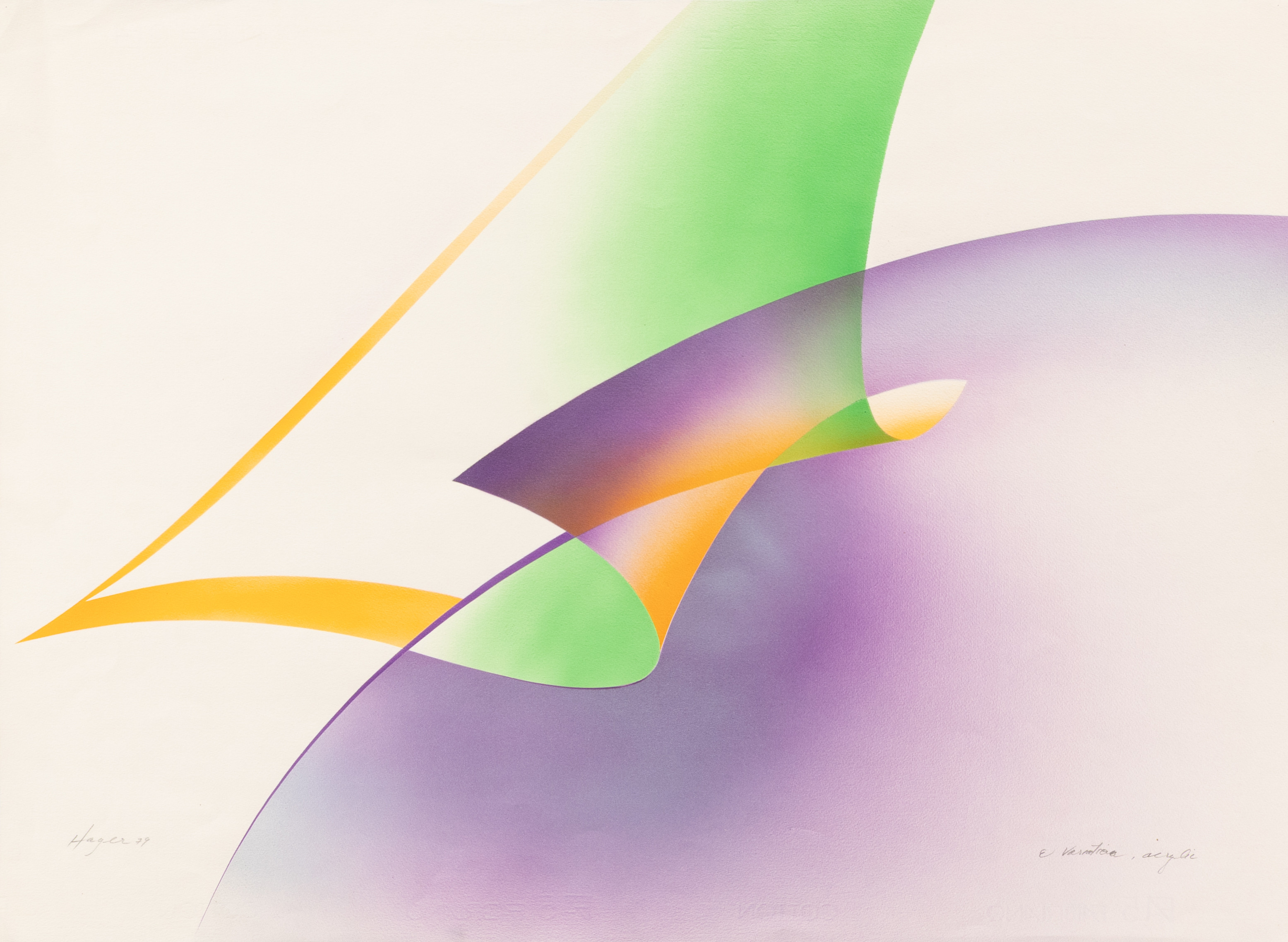 REGINALD HAGER. "Composition", blandteknik, signerad och daterad -79.