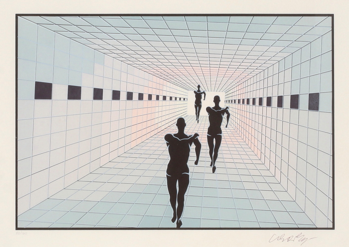 VICTOR VASARELY. "Etude de perspectives", litografi, signerad och numrerad 80/100.