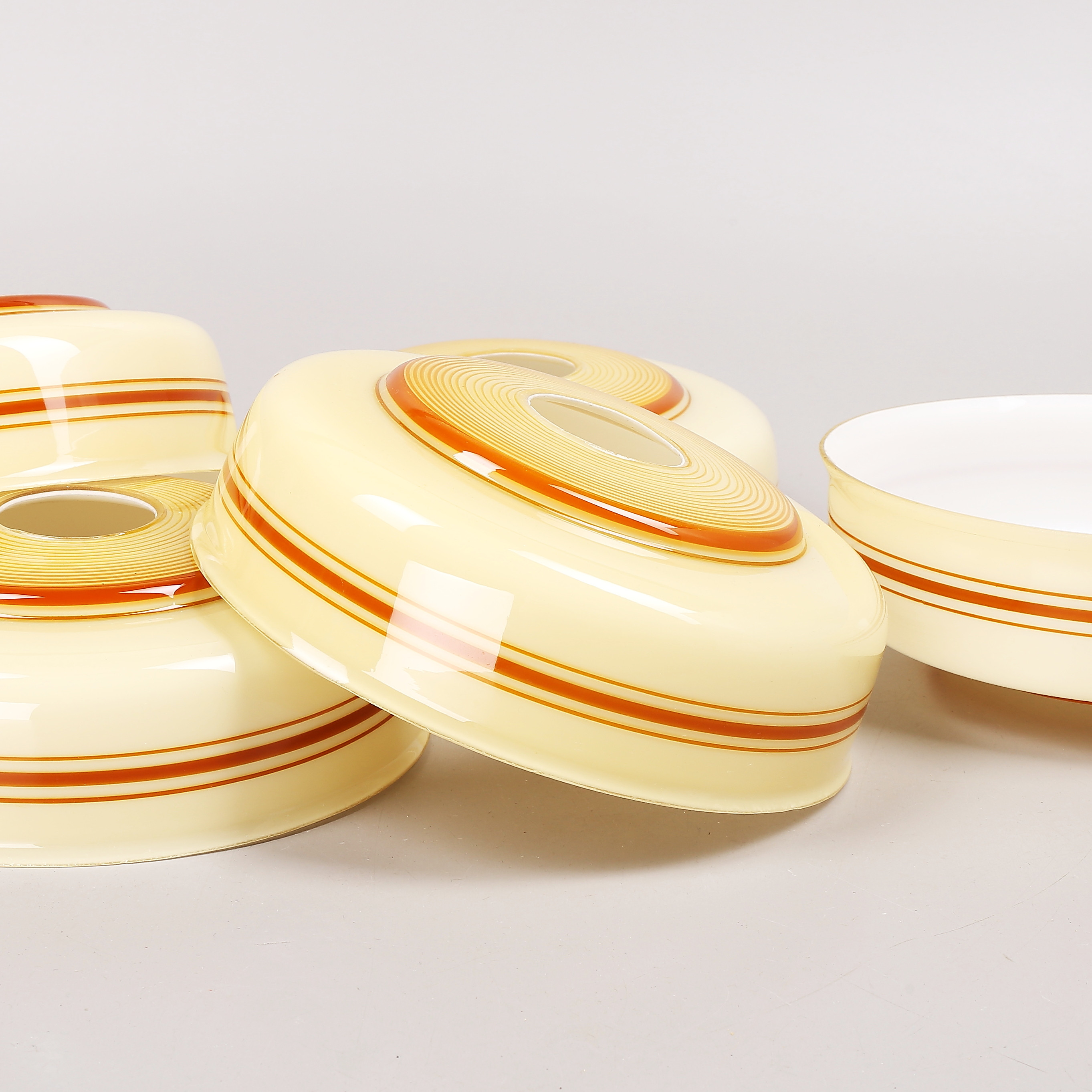 LAMPKUPOR, 5 st, glas, art deco, 1930/40-tal.