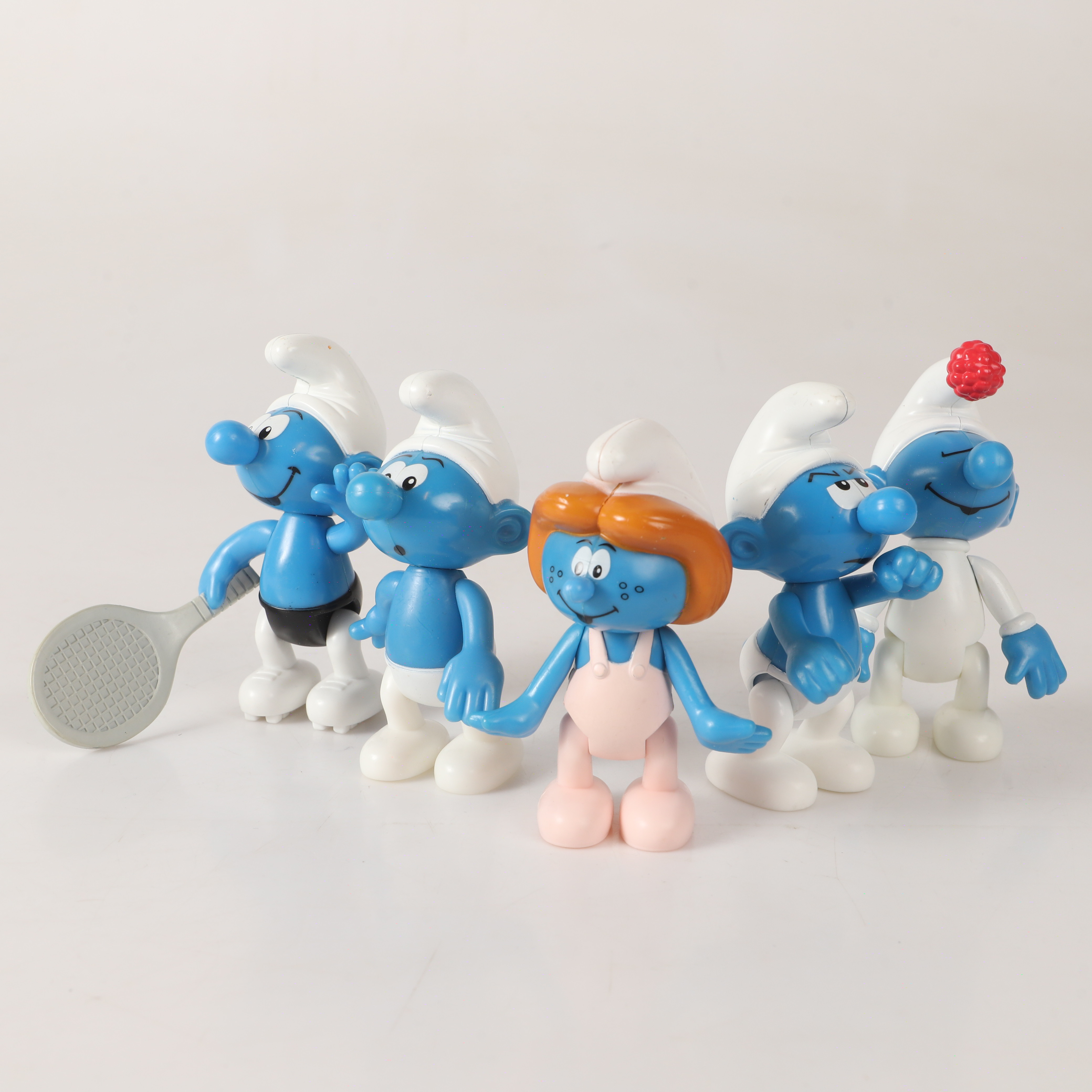 LEKSAKSFIGURER, 5 stycken, smurfarna, plast, för McDonald´s, 2002.