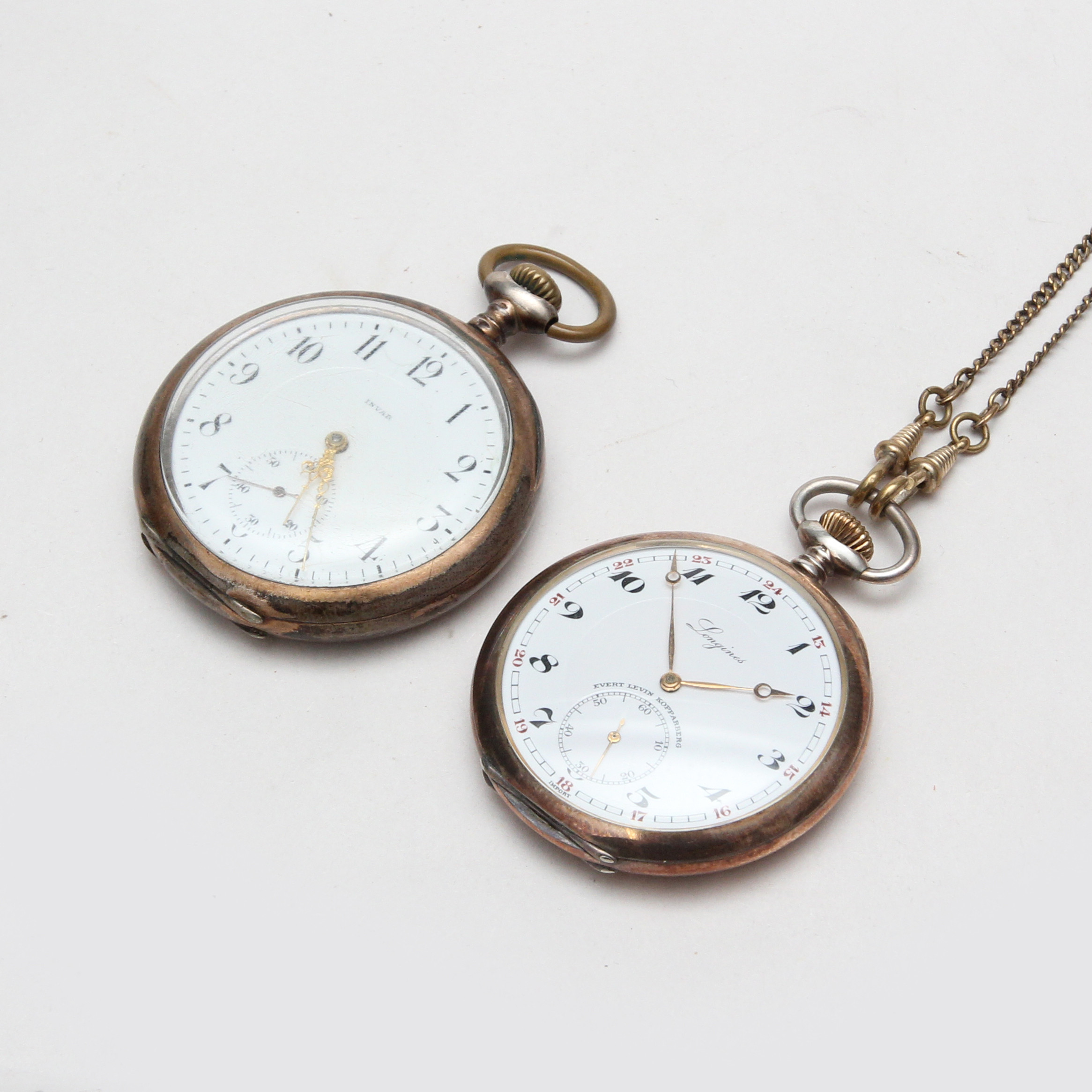 FICKUR, 2 st, delvis silver. Invar och Longines.