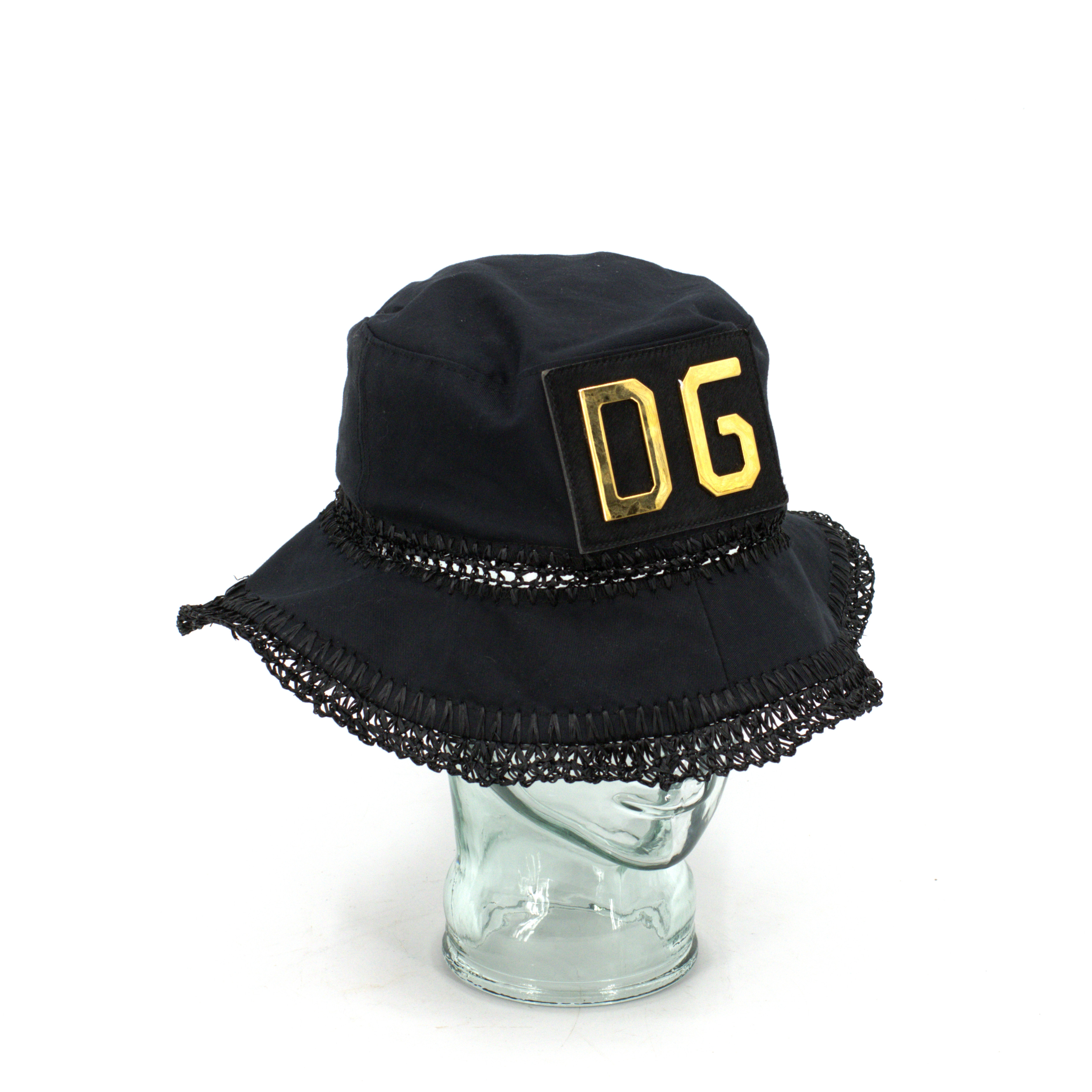DOLCE & GABBANA. Hatt, dam, svart, bomull, stl. 58, Italien.