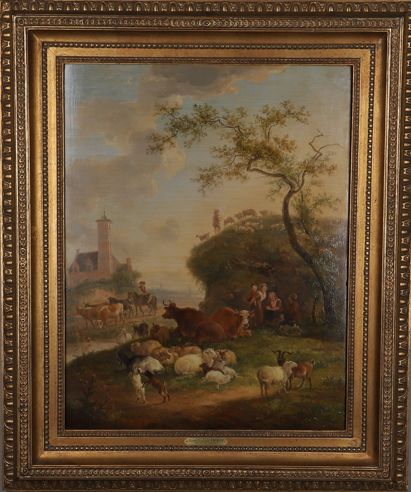 JEAN-BAPTISTE DE ROY ( BELGIEN 1759-1839). Olja på pannå, landskap, signerad och daterad 1796.