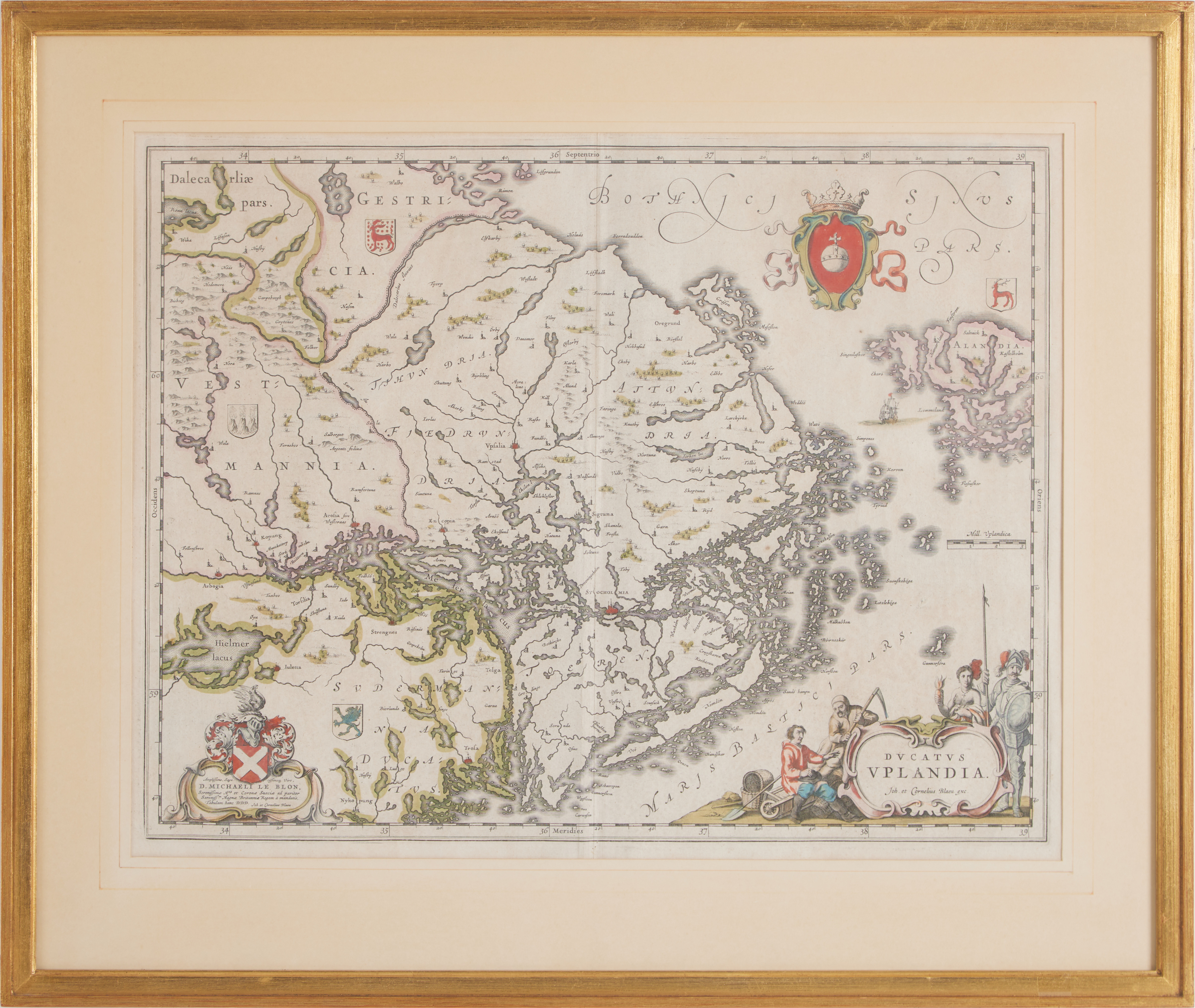 KARTA ÖVER UPPLAND AV BLAEU, Ducatus Uplandia.