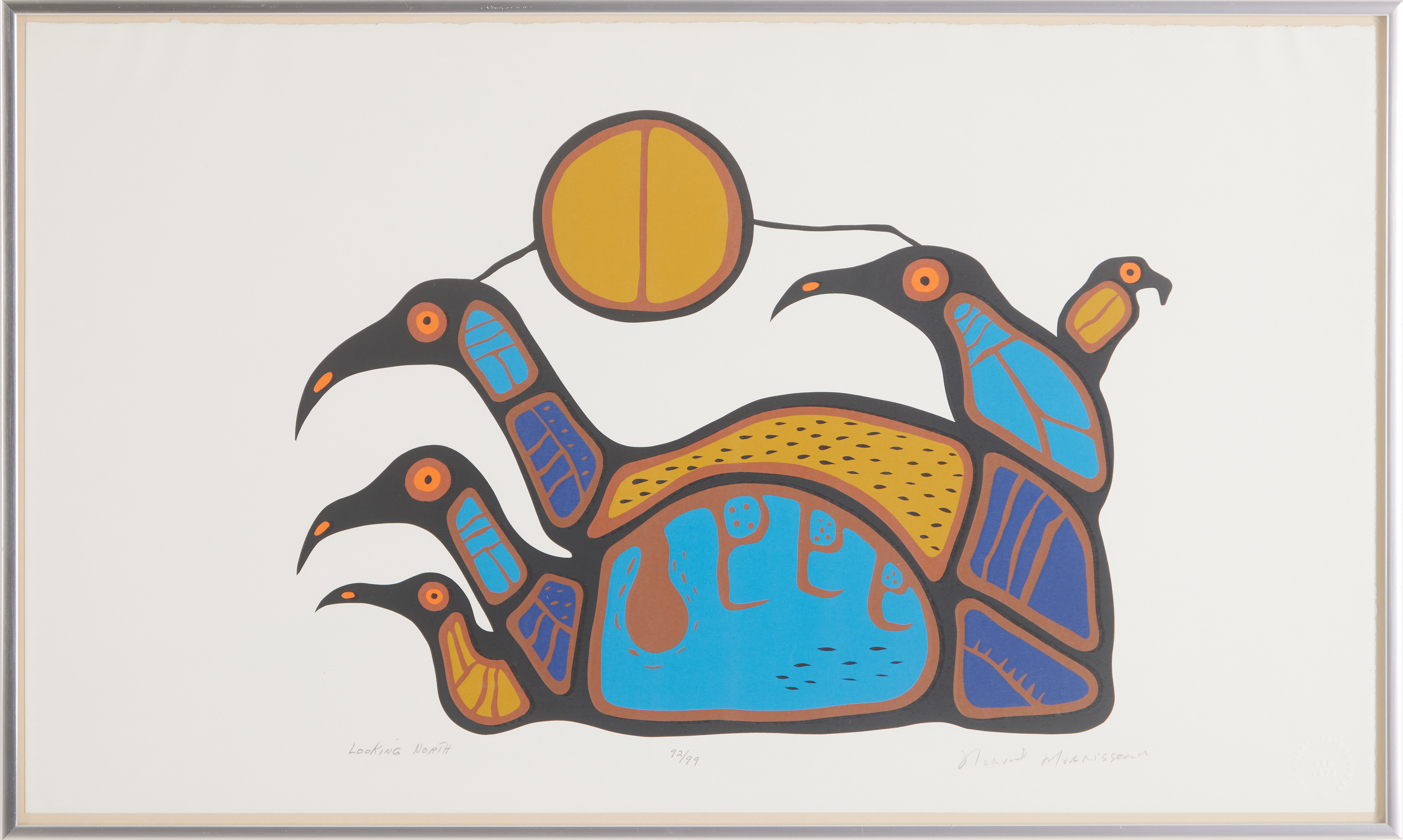 NORVAL H. MORRISSEAU (Kanada 1931/32-2001) "Looking north", färgserigrafi, signerad, numrerad 92/99.