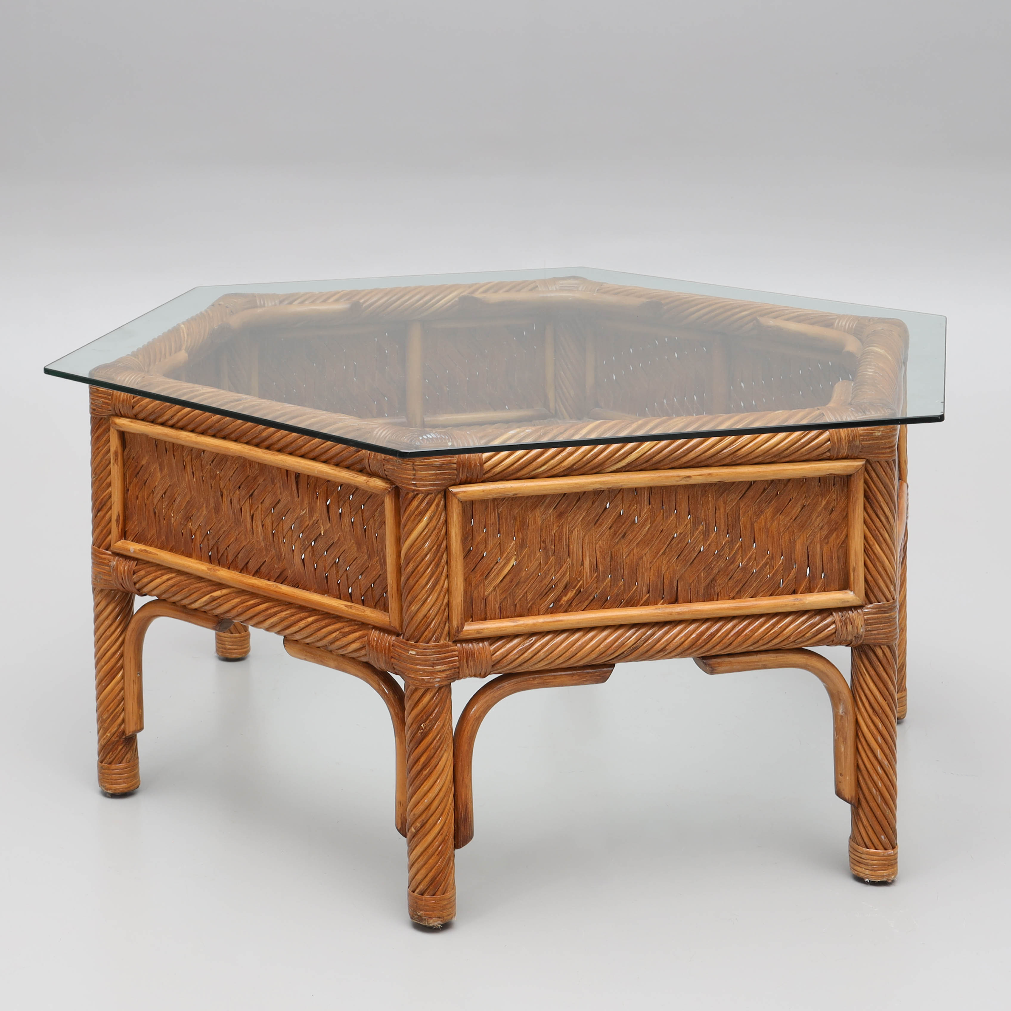 SOFFBORD, rotting samt glas, 1900-tal.