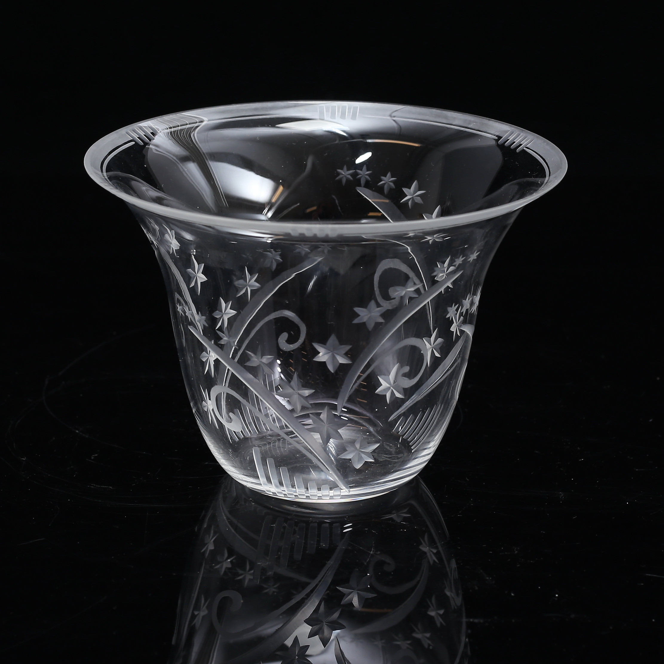 LARS KJELLANDER. (1868-1931) Skål, glas, signerad.