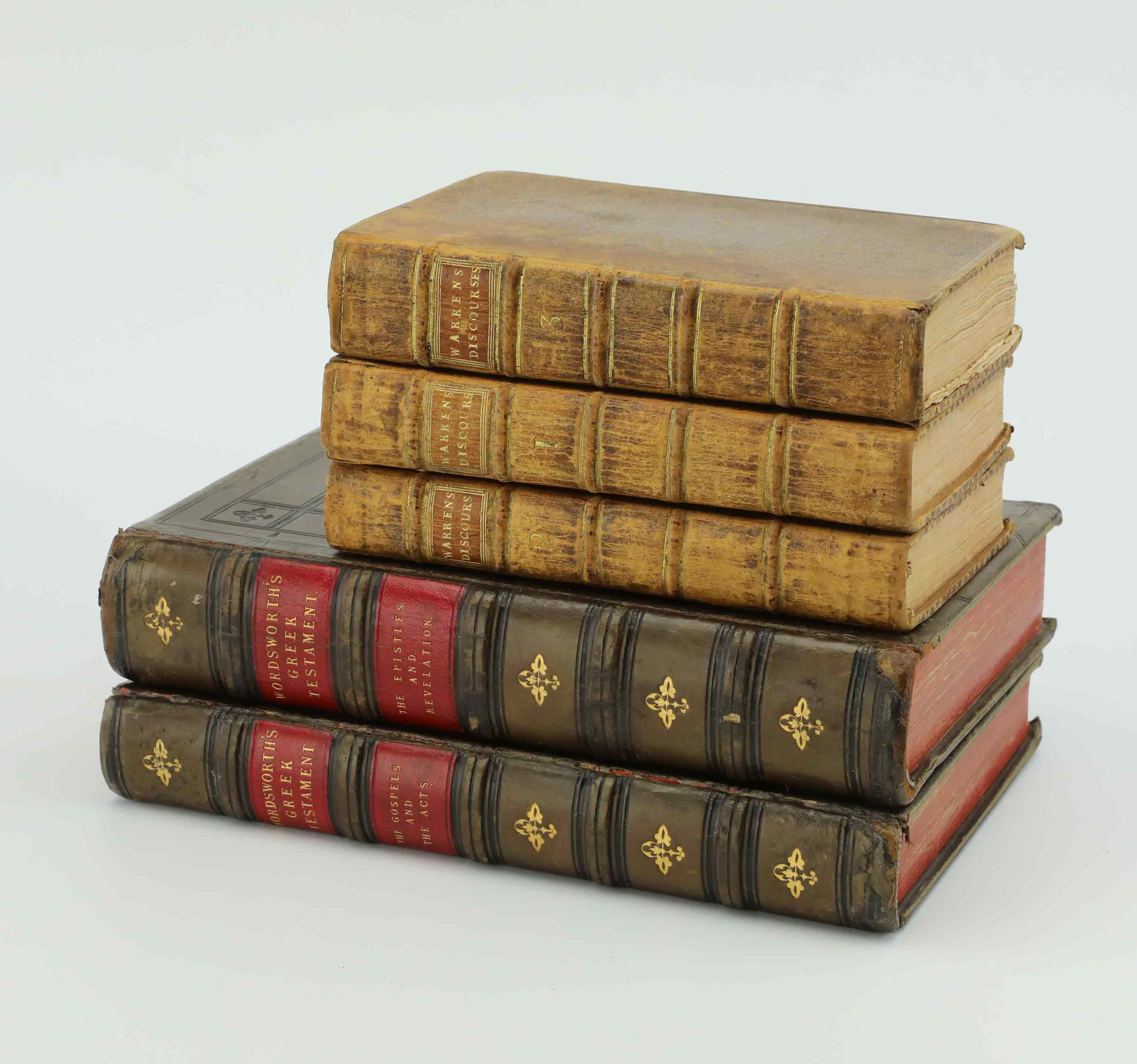 BÖCKER, 5 st, Teologi, Wordsworth's Greek Testament 1862, Warrens Discourses 1756, London.