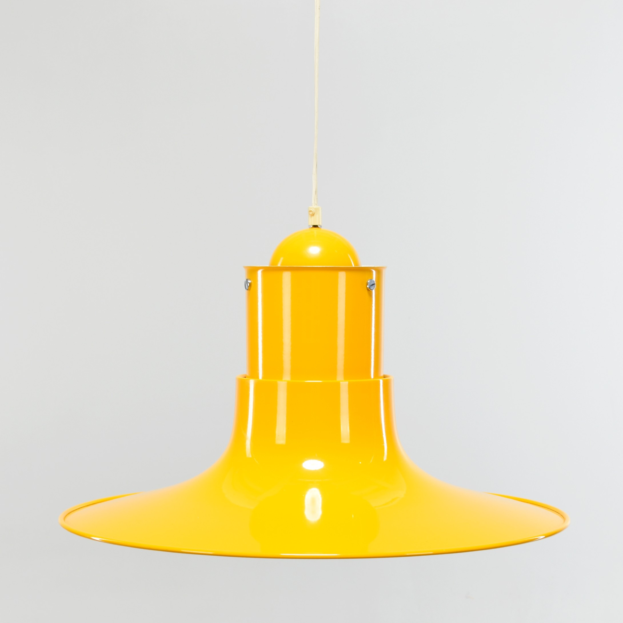 P.O. STRÖM. Taklampa, "Cyklon", för IKEA, Gullackerad metall, ca 1970-tal.