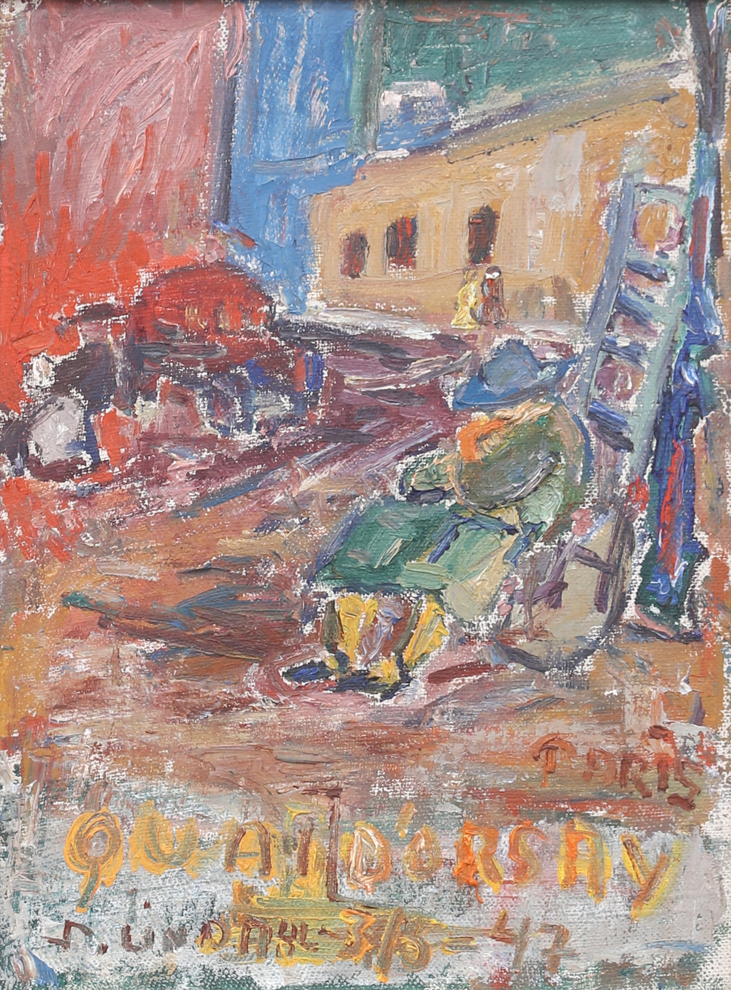 STEN LINDAHL. Quai D'orsay, Paris. Olja på duk, signerad och daterad 3/5 -47.