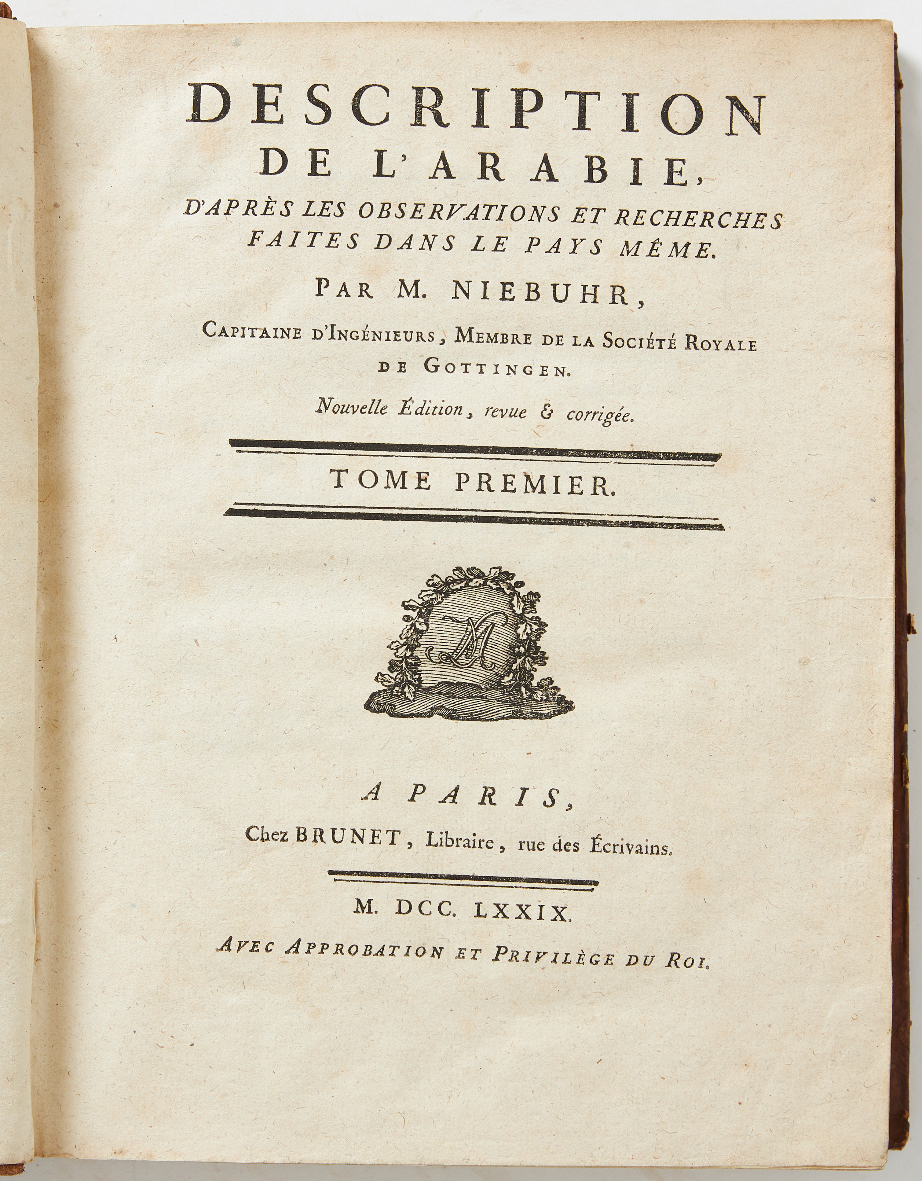 NIEBUHRS CLASSICAL DESCRIPTION DE L'ARABIE 1779.