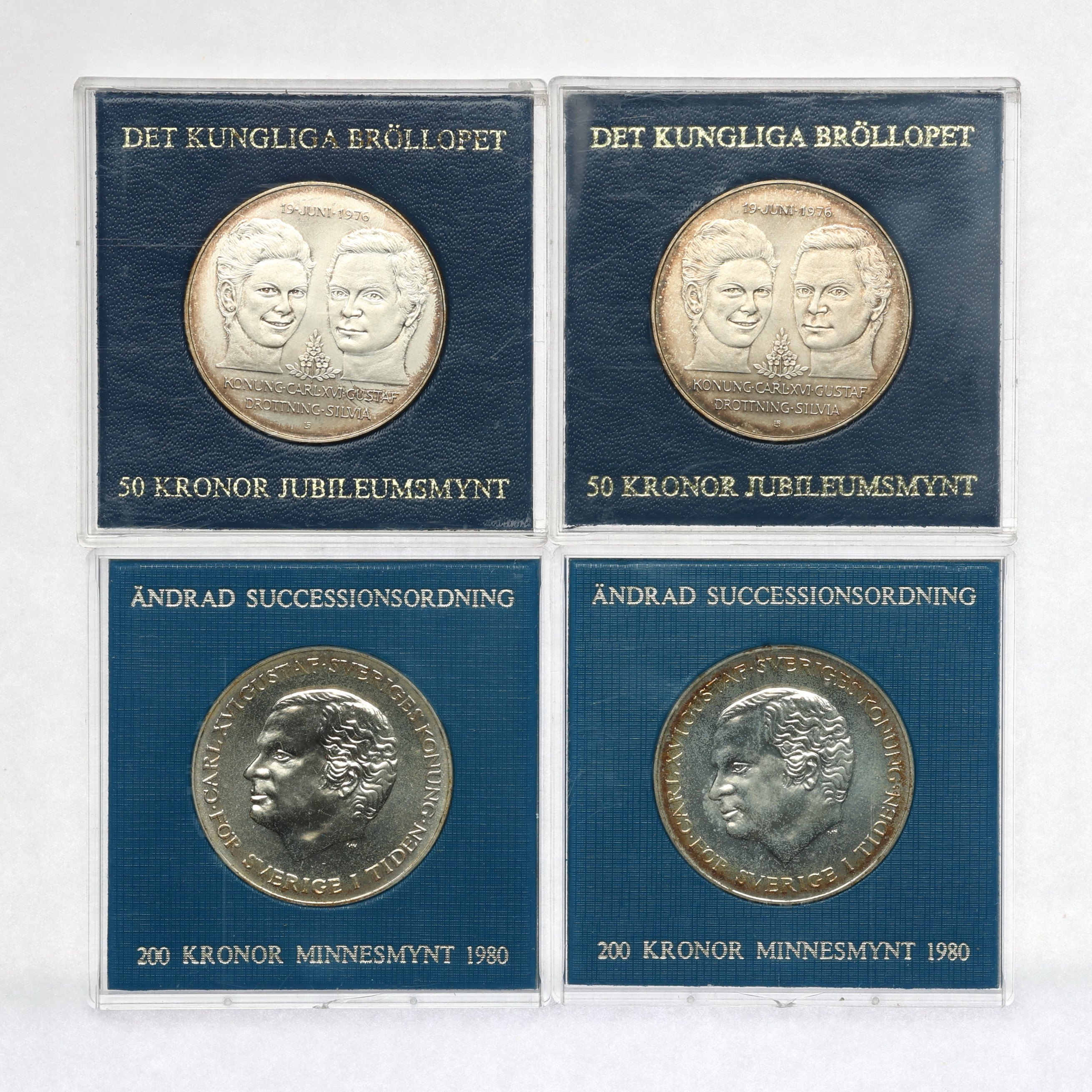 SVENSKA SILVERMYNT, jubileumsmynt, 4 st.