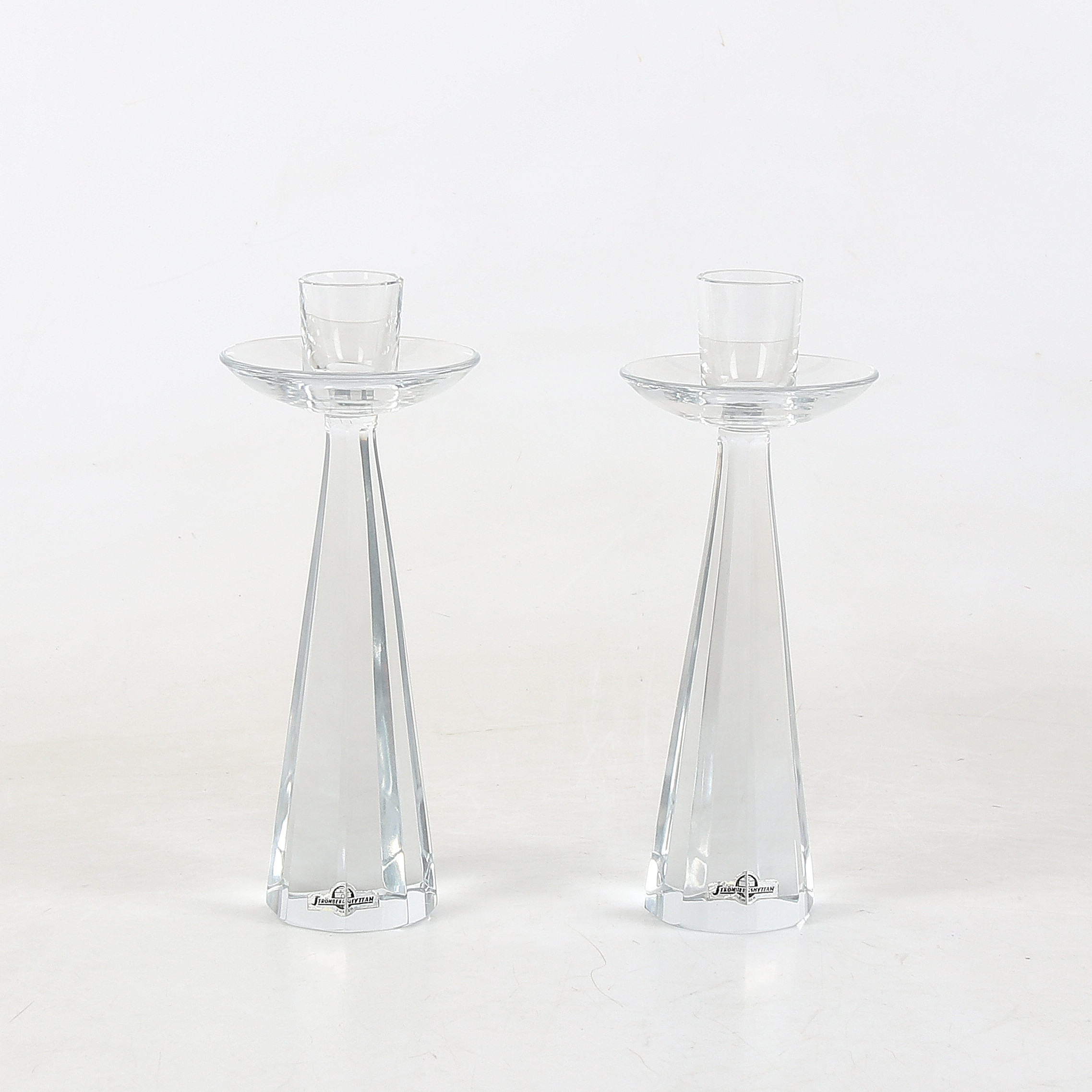 LJUSSTAKAR, 1 par, glas, Strömbergshyttan.