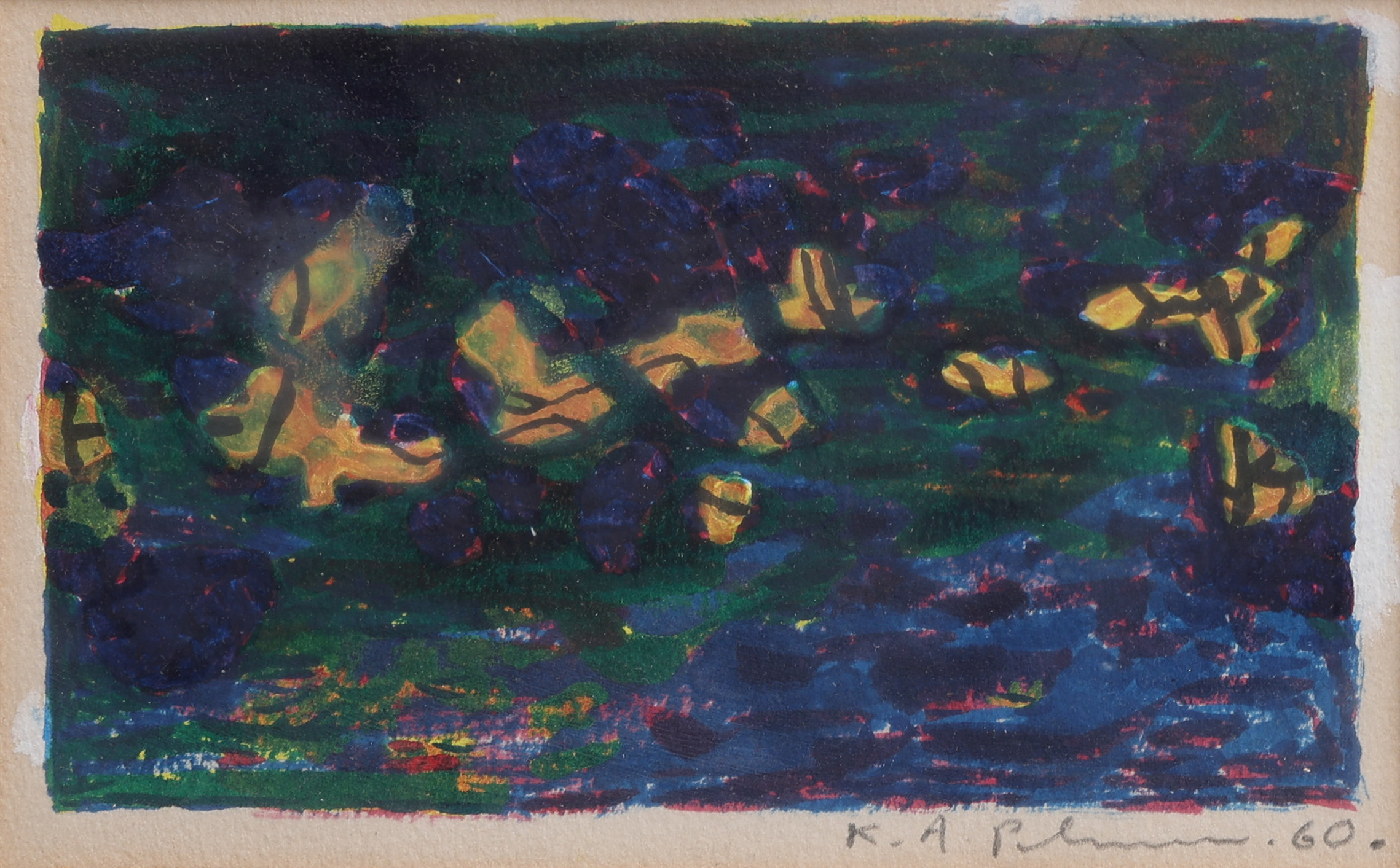 KARL AXEL PEHRSON. AKVARELL PÅ PAPPER, "REFLEXER", SIGNERAD OCH DATERAD 1960.