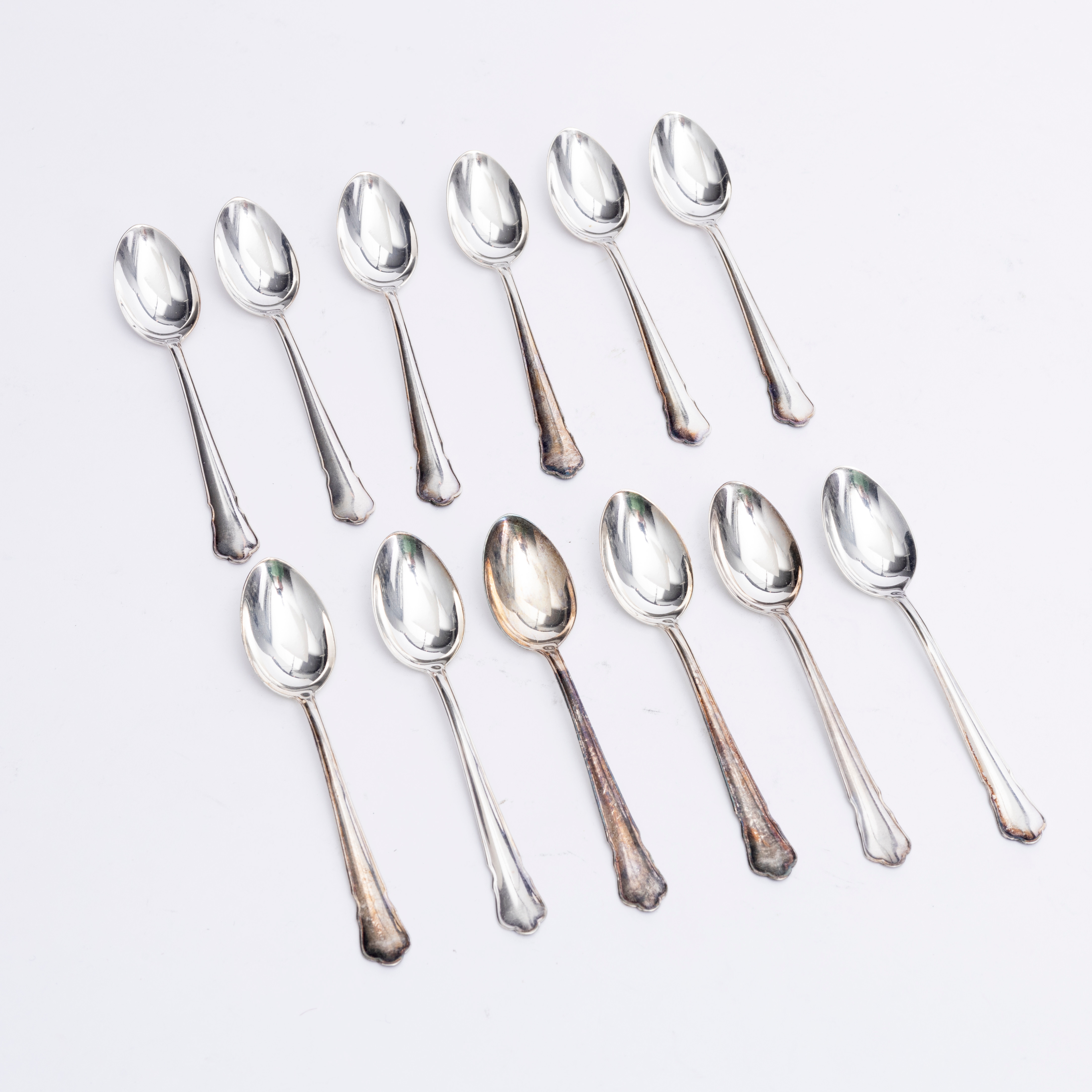KAFFESKEDAR, 12 st, silver, "Chippendale", GAB, Stockholm, 1969-75.