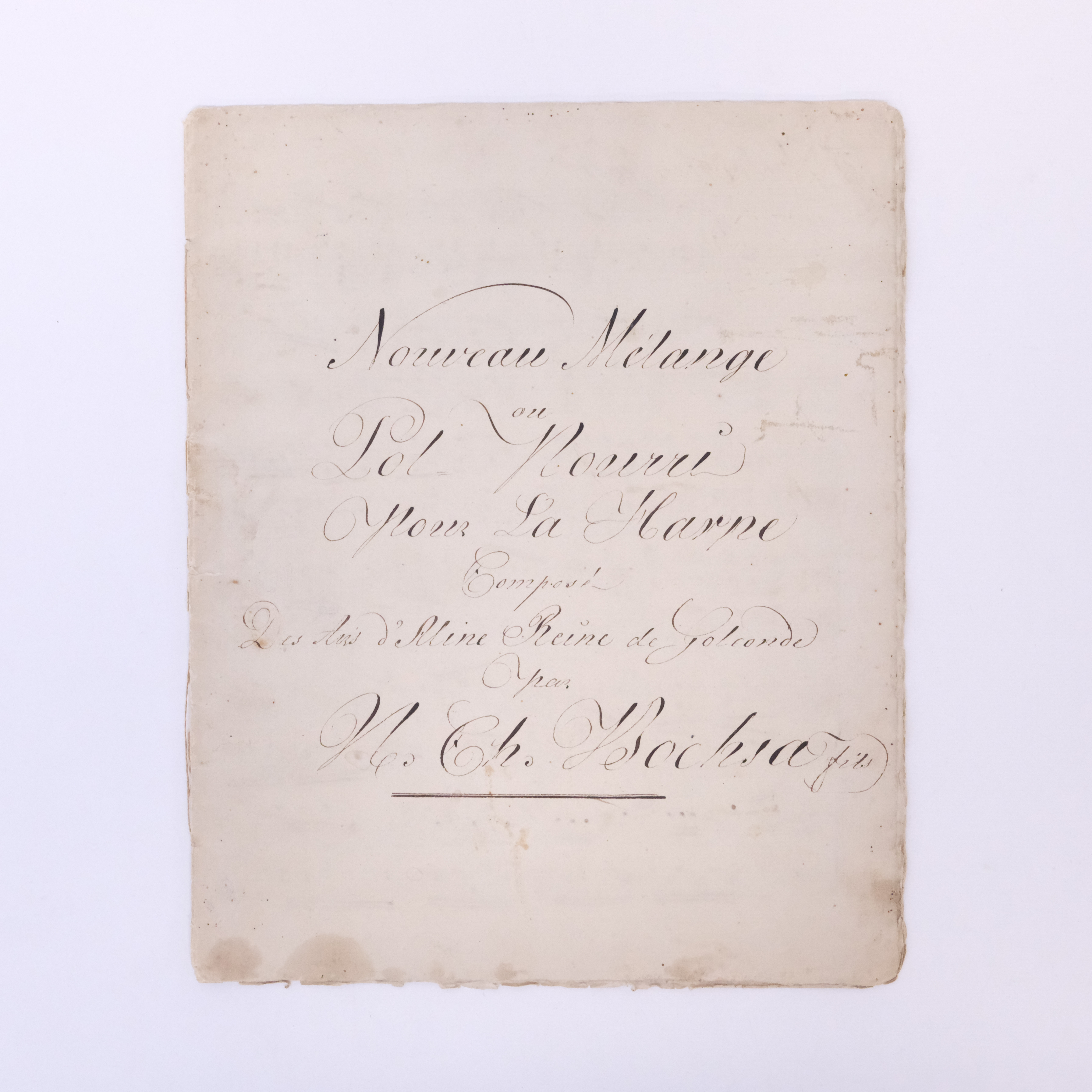 NICOLAS-CHARLES BOCHSA. NOTHÄFTE, 1800-TAL, HANDSKRIVET, "ALINE, REINE DE GOLCONDE".