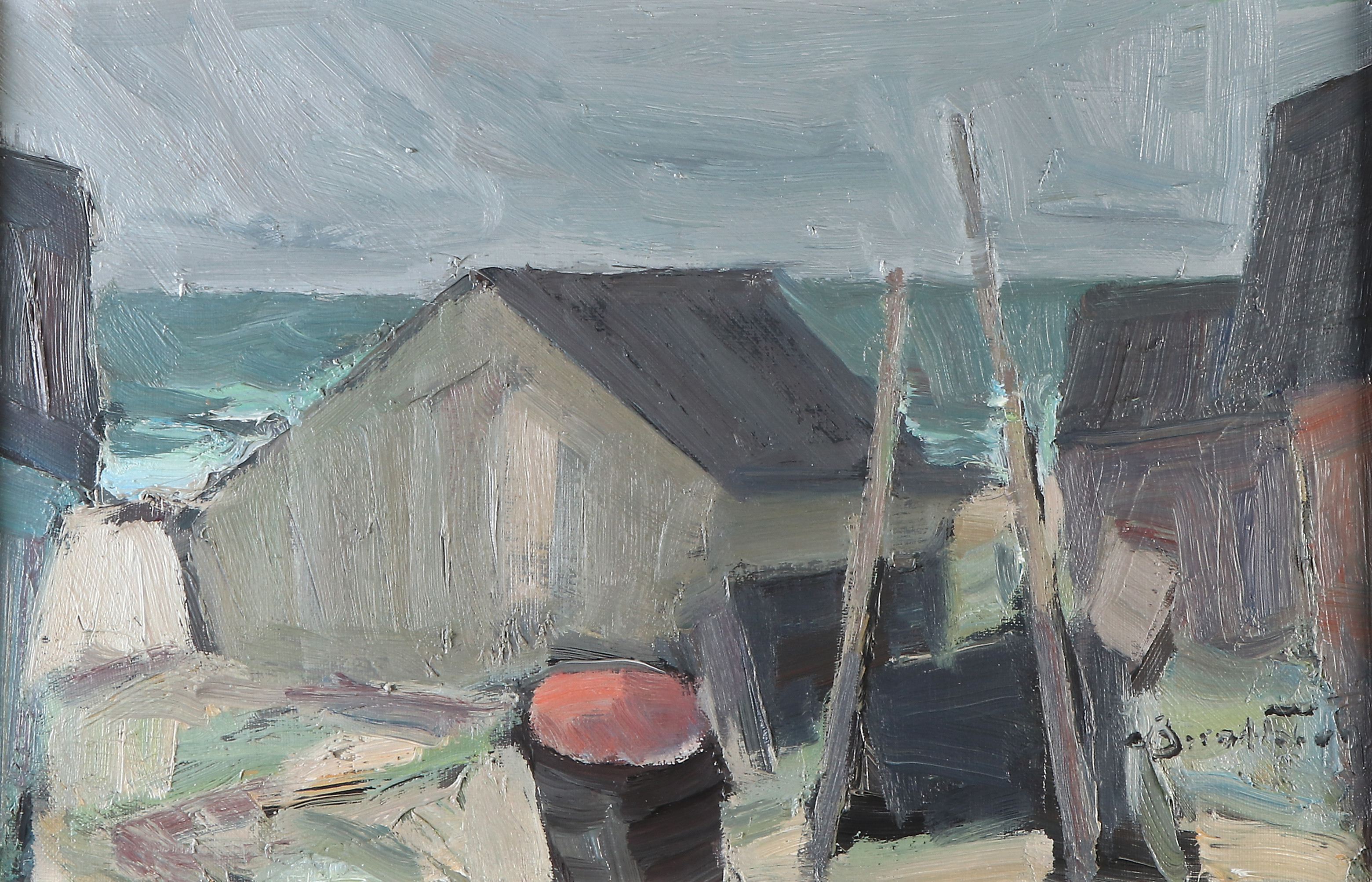 CARL BERNDTSSON. Oljemålning på duk. "Strandbild". Signerad.