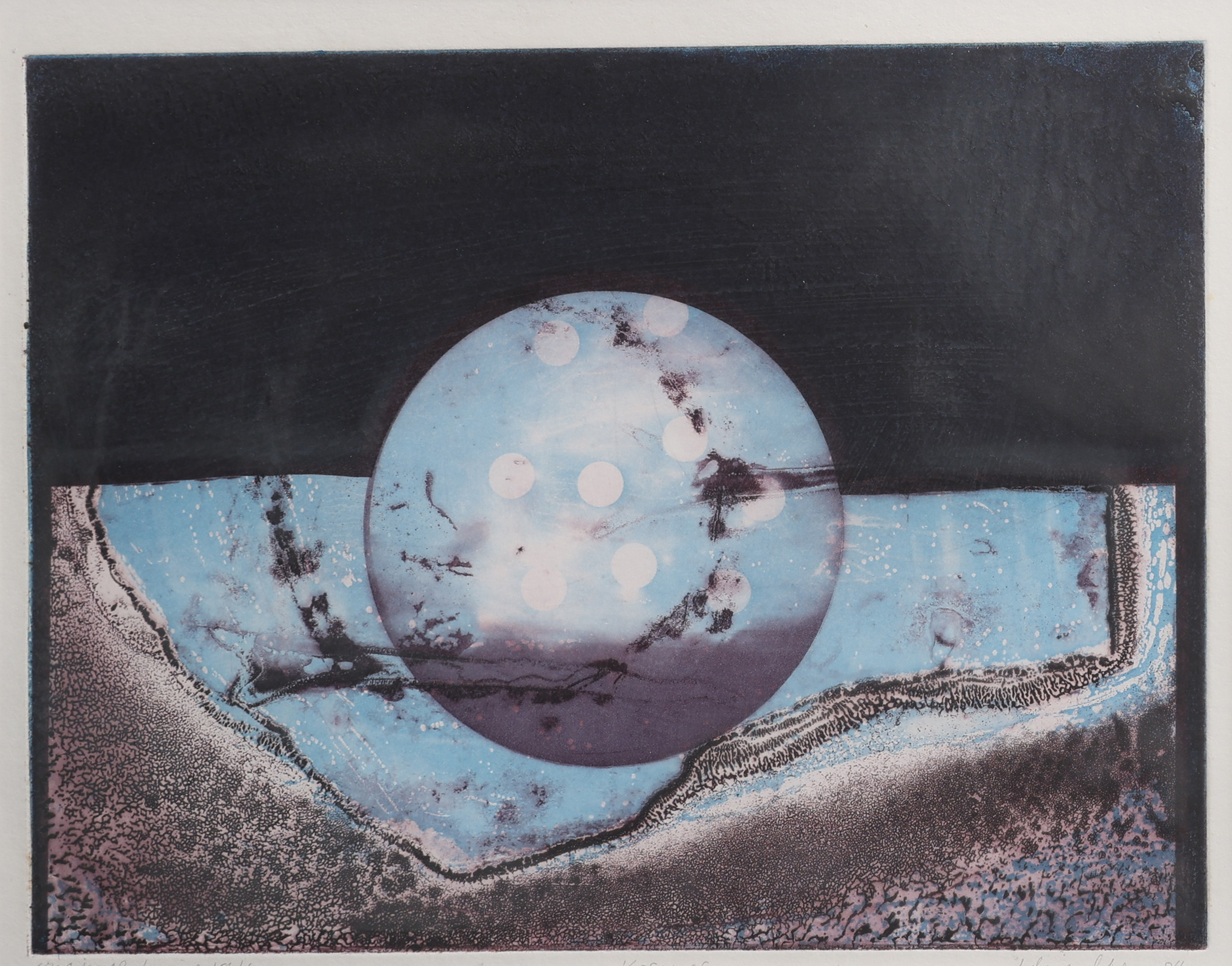BERTIL  LUNDBERG. ETSNING, "KOSMOS", SIGNERAD, NUMRERAD 19/60 OCH DATERAD 1984.