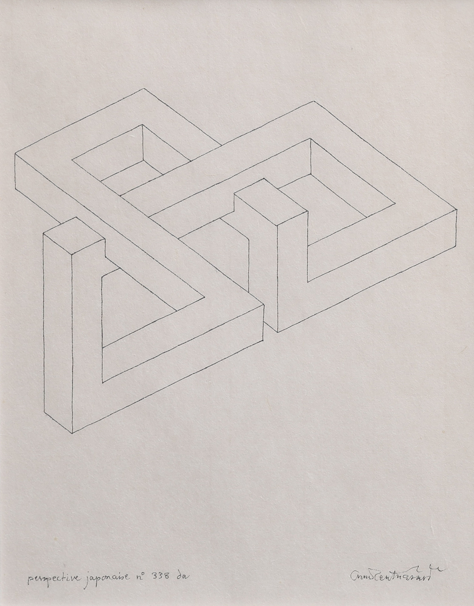OSCAR REUTERSVÄRD. TUSCH PÅ JAPANPAPPER, "PERSPECTIVE JAPONAISE NO 338 DA", SIGNERAD, O. 1981.