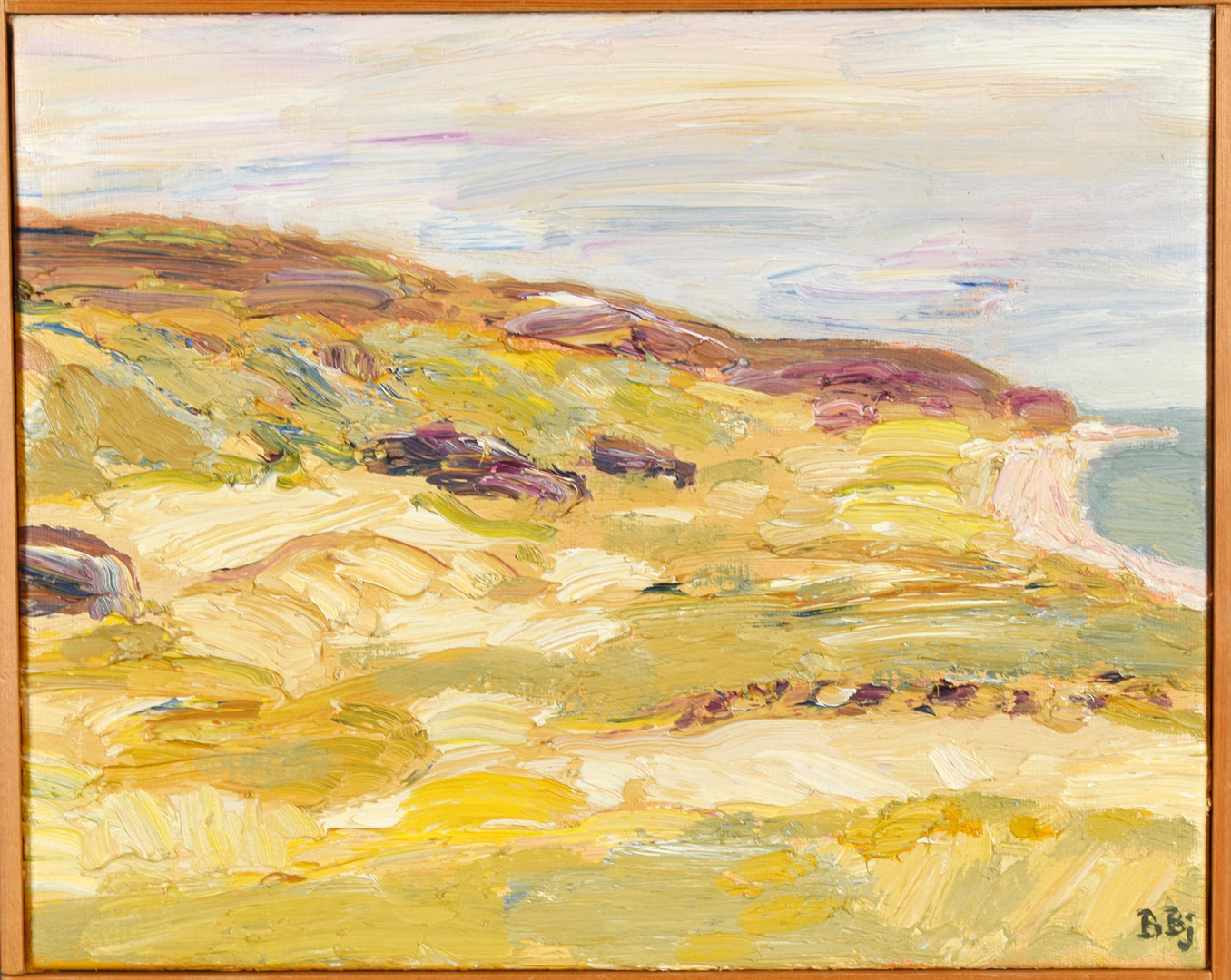 BENTE  BJERREGAARD. Olja på duk "Tidig vår Vitemölla" Signerad, 1900-tal.