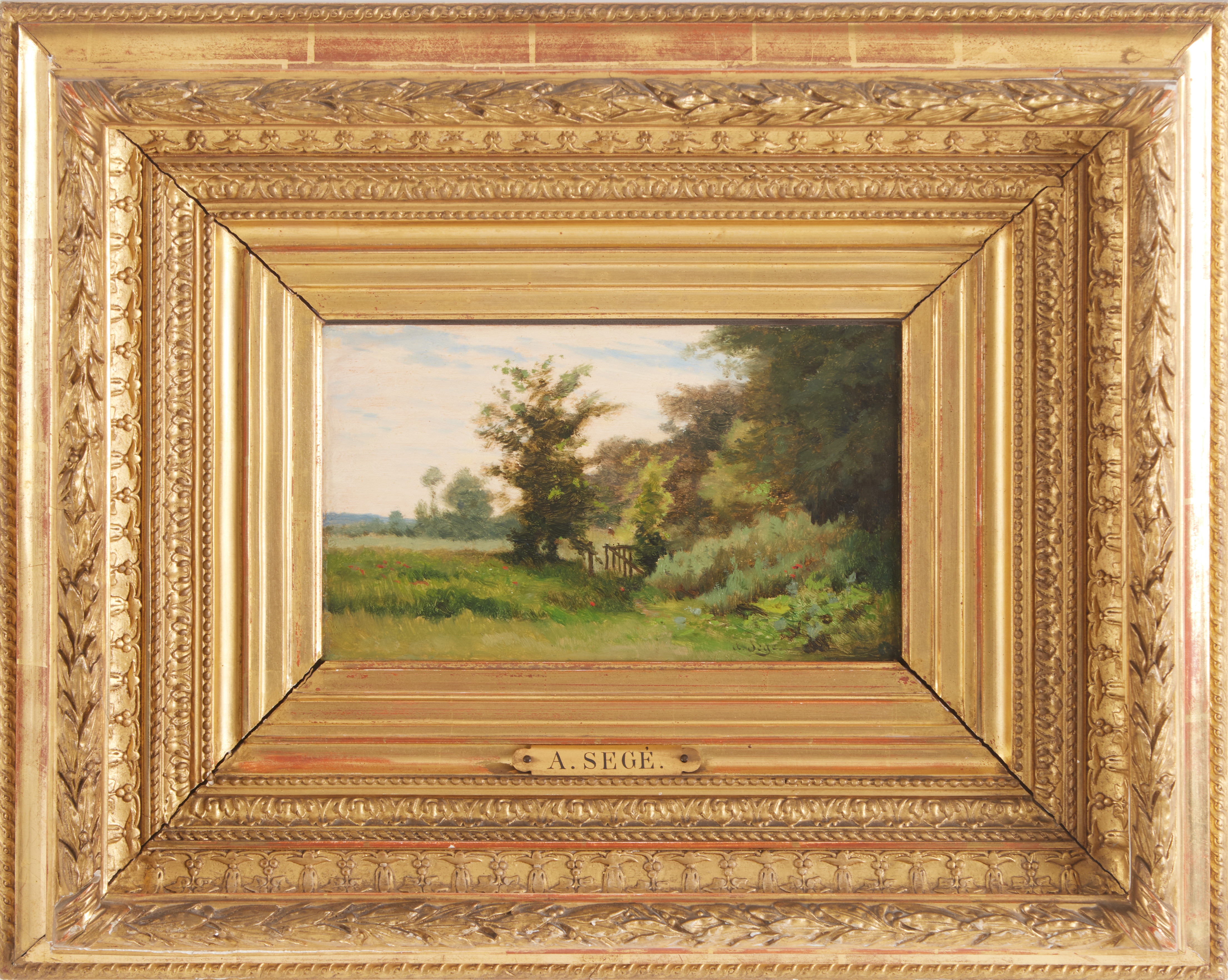 ALEXANDRE SÉGÉ (1819-1885). (2), Landskapsmotiv, oljor på pannåer.